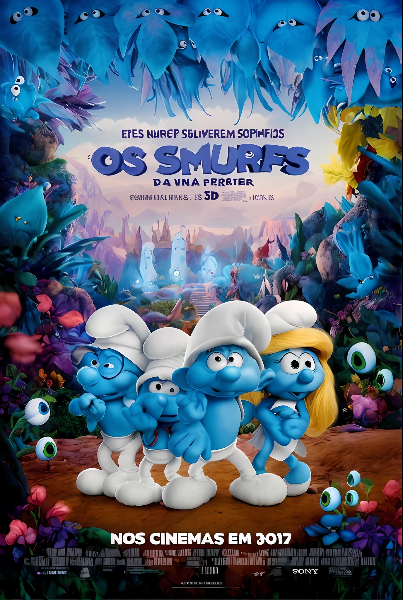 the smurfs movie poster, smurf, sony pictures animation, animation film, official poster, 3 d animated movie, animated movie, 🌻🎹🎼, flim, animated film, olivia de bernardinis, 🎨🖌, kids movie, official artwork, cinematográfica, movie promotional art, trolls, official poster artwork, cinématique”