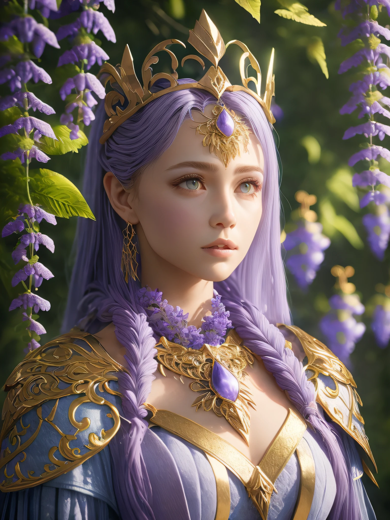 (Best quality),(masterpiece),(ultra detailed),(high detailed),(extremely detailed),portrait of a strong wisteria princess, beautiful and beautiful, cinematic atmosphere, norse goddess, strong and powerful god, epic landscape, photo realistic, ultra realistic, ultra detail, 8K, octane render, ue5, c4d, ue5,
