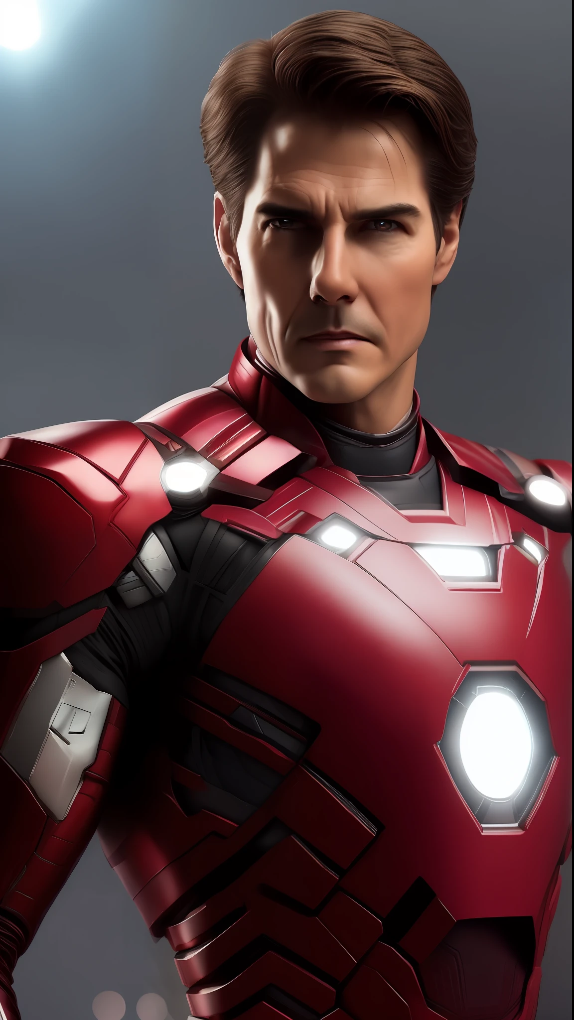 . .Tarantino style Tom Cruise as Iron Man, 8k, high definition, detailed face, detailed face, detailed eyes, detailed suit, Marvel and DC style, hyper-realistic, + cinematic plan + dynamic composition, incredibly detailed, sharpness, detail + superb details + night with light + perfectionism + award-winning realism ((soft lighting))