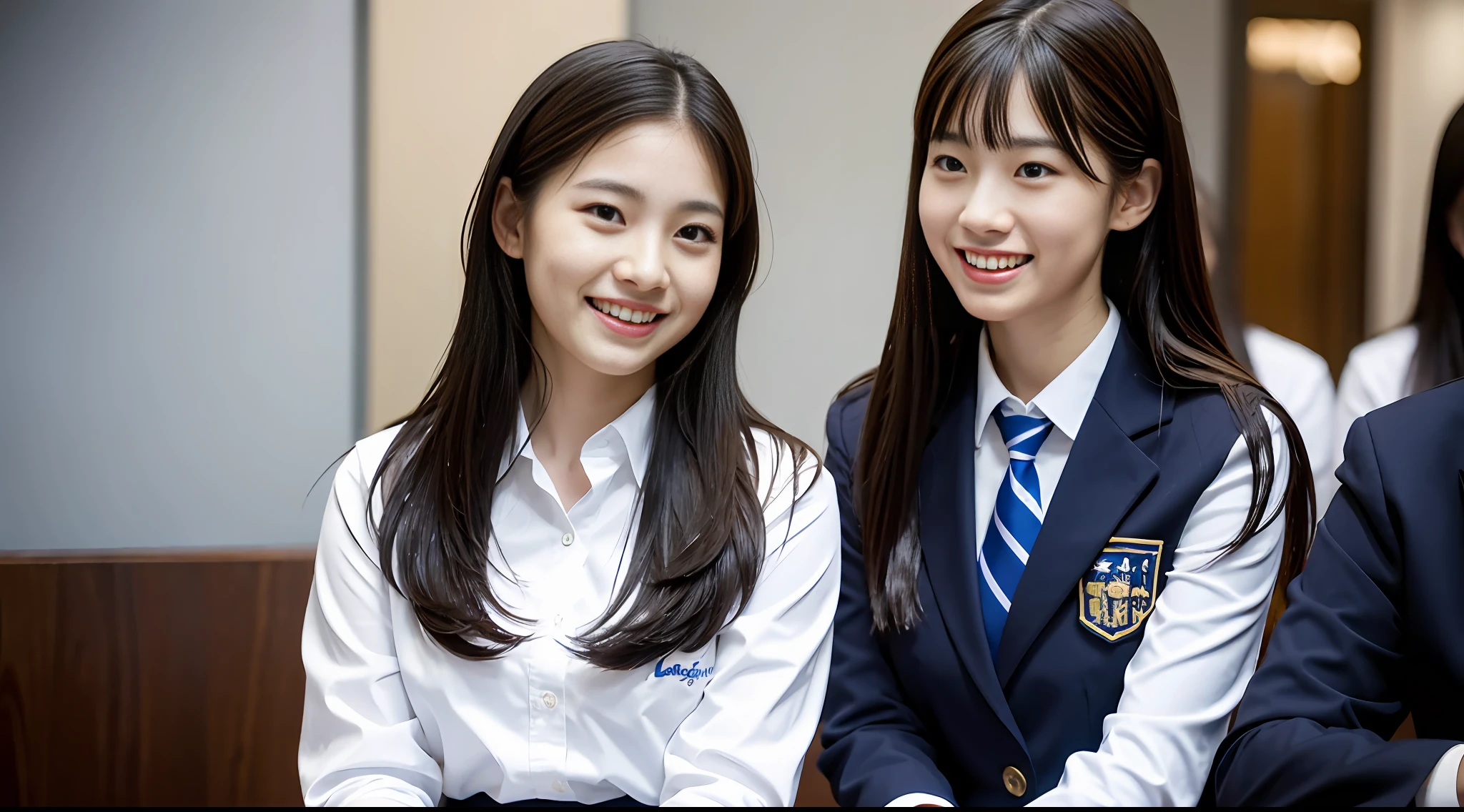 (8K), (Best Quality: 1.2), (Realistic), (Photorealistic: 1.37), Ultra High Definition, 1 Girl, Cute, Smile, Closed Mouth, Beautiful Details, Beautiful Nose, Full Body, Wet Hair, Colossal Dalsefo, Japan High School Girl Uniform, Thighs, Petite and Delicate Figure, A Cup