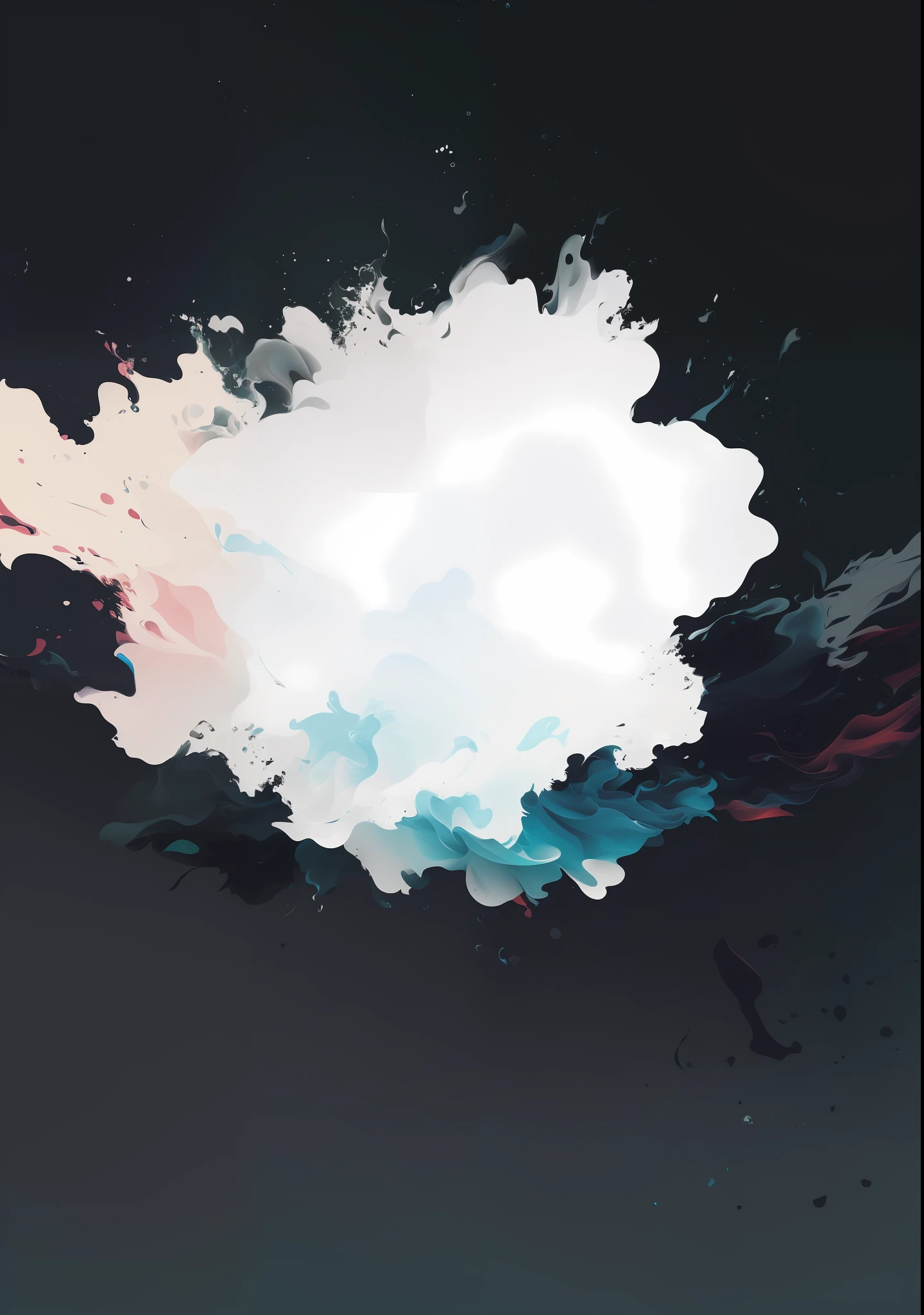 a close up of a poster with a white cloud in the middle, art cover, smooth. digital painting, background ( dark _ smokiness ), inspired by Xiao Yuncong, digital painting - n 5, ( ( generative ) ), phone background, a digital painting, rounded lines, the nonlinear. digital painting, soft digital painting, ( brush stroke )
