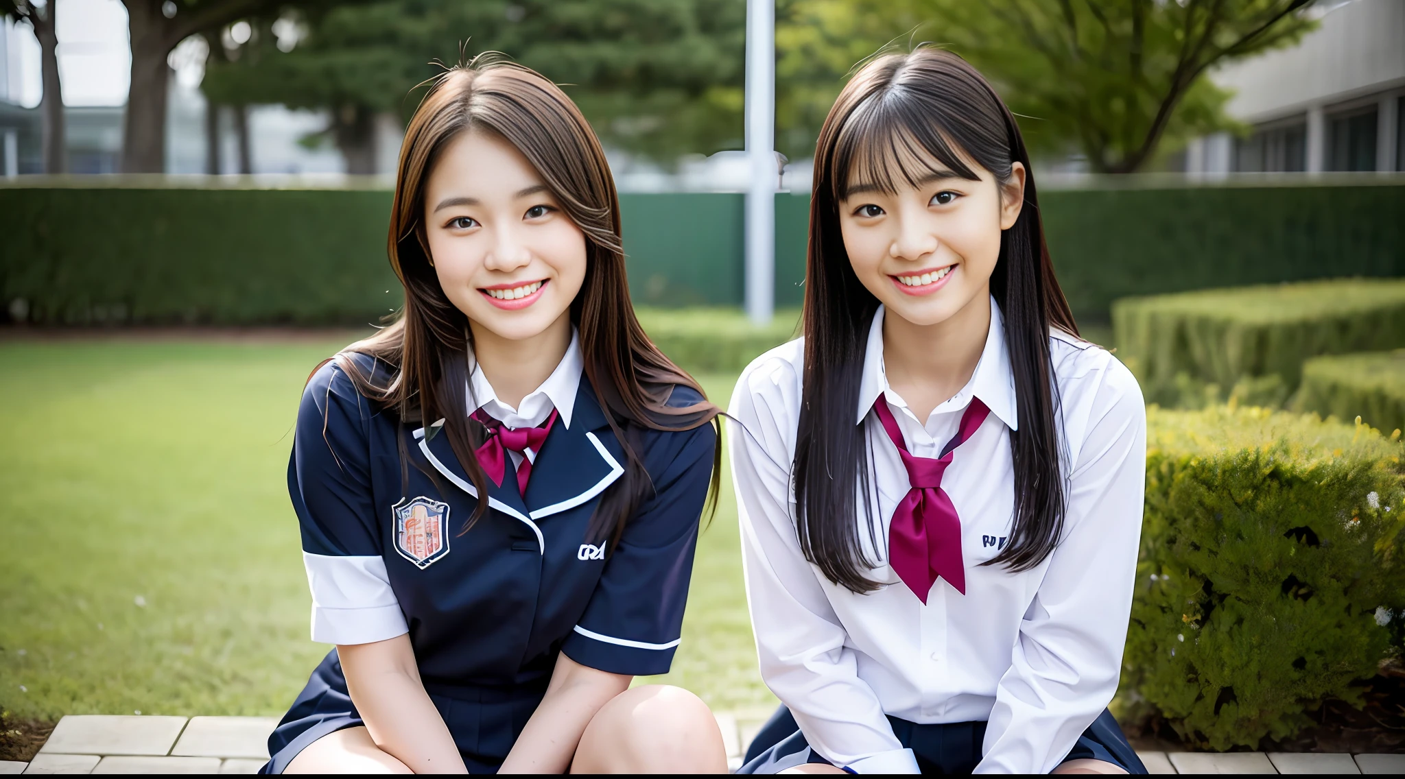 (8K), (Best Quality: 1.2), (Realistic), (Photorealistic: 1.37), Ultra High Definition, 1 Girl, Cute, Smile, Closed Mouth, Beautiful Details, Beautiful Nose, Full Body, Wet Hair, Colossal Dalsefo, Japan High School Girl Uniform, Thighs, Petite and Delicate Figure, A Cup