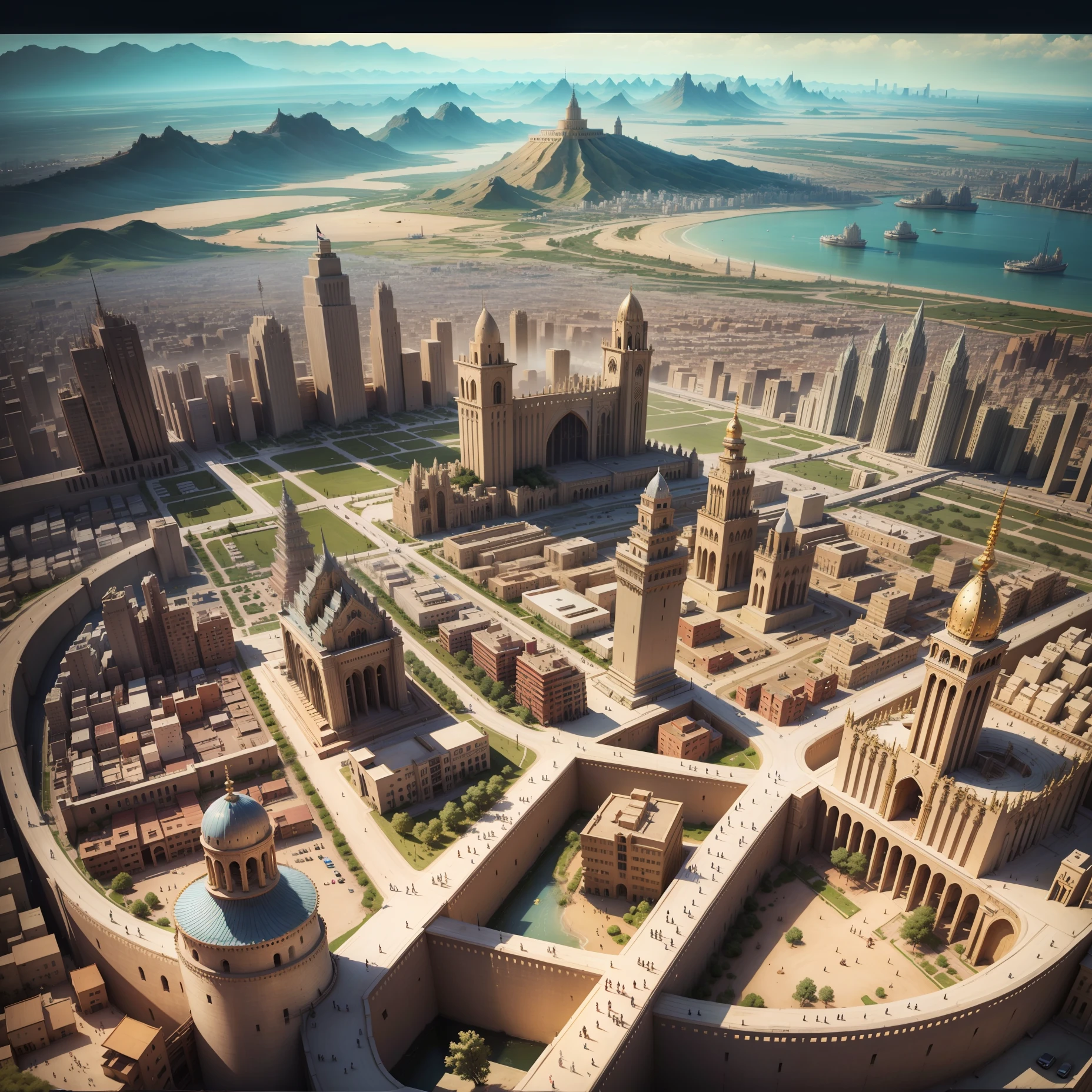 the realistic city of Babylon as it is described in the bible --auto --s2