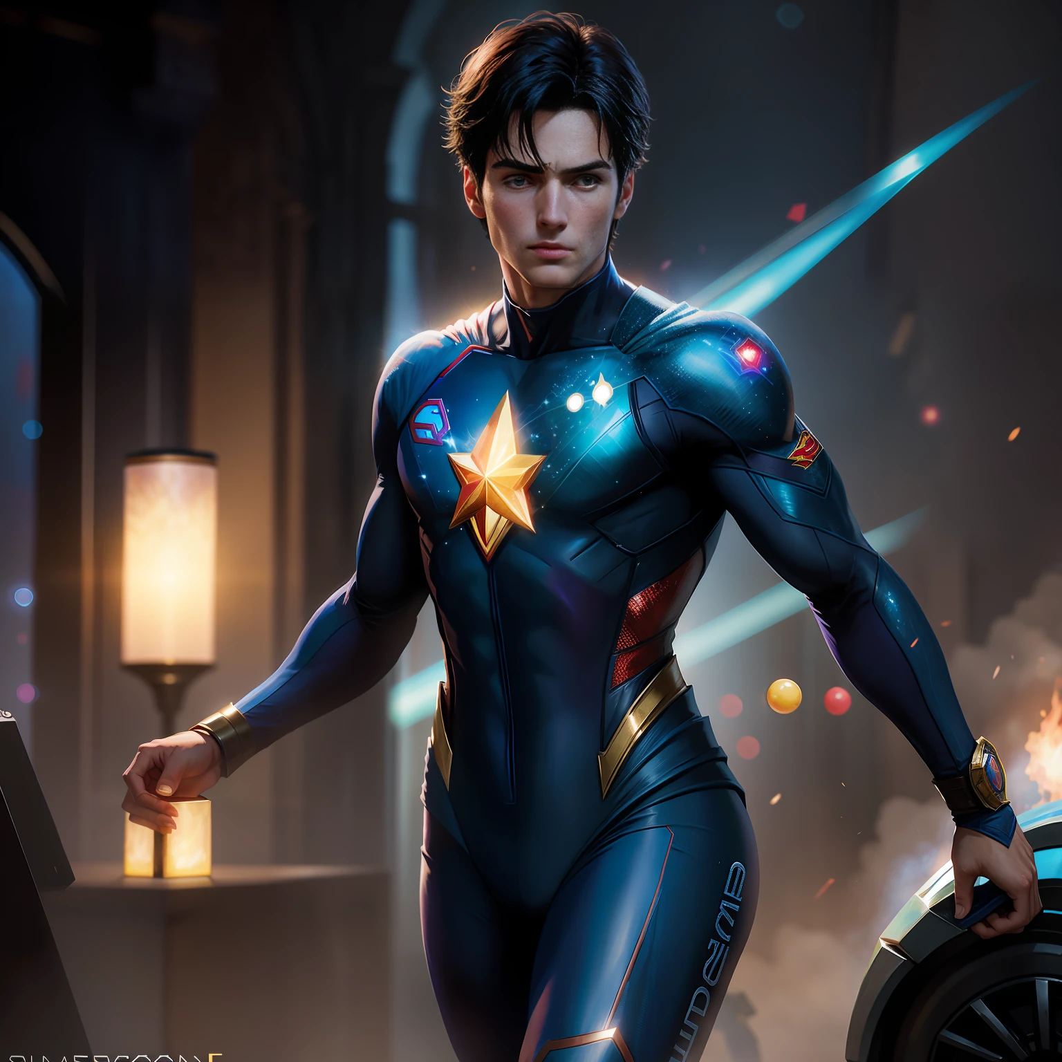Superman with all the Infinity Stones