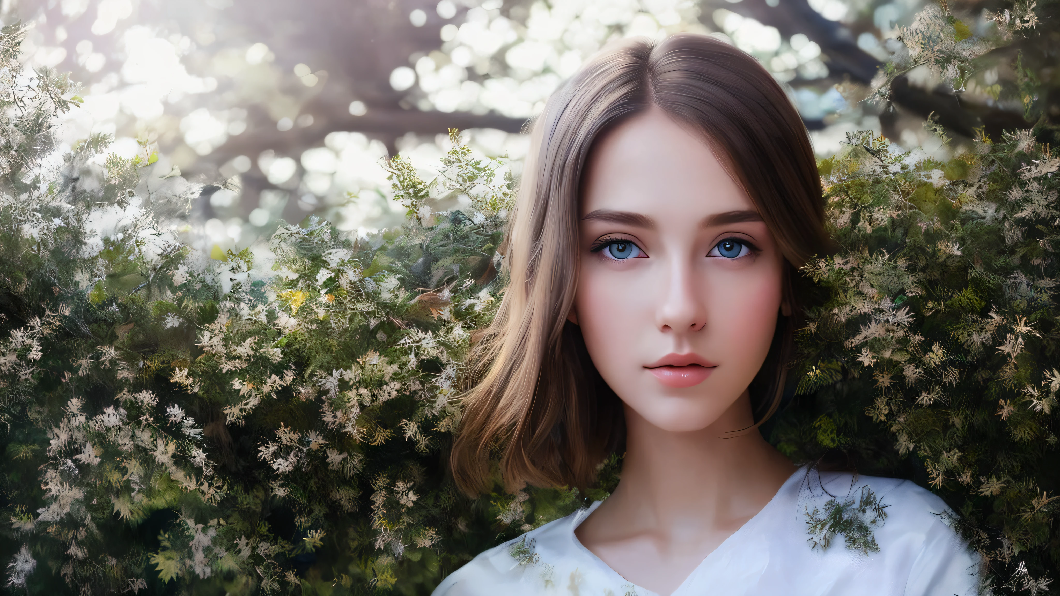 best quality, masterpiece, (realistic:1.4), 1 girl, brown hair, blue eyes, Front, detailed face, beautiful eyes