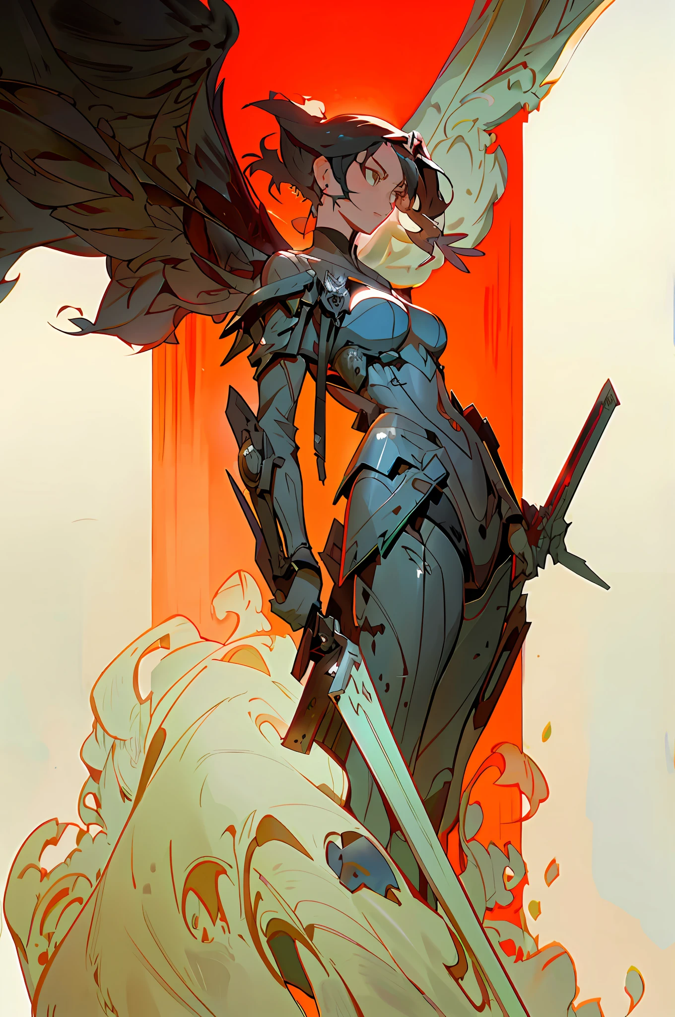 anime - style illustration of a woman with a sword and a bird, by Krenz Cushart, inspired by Krenz Cushart, krenz cushart and artem demura, wlop and krenz cushart, krenz cushart and artgerm, cushart krenz key art feminine