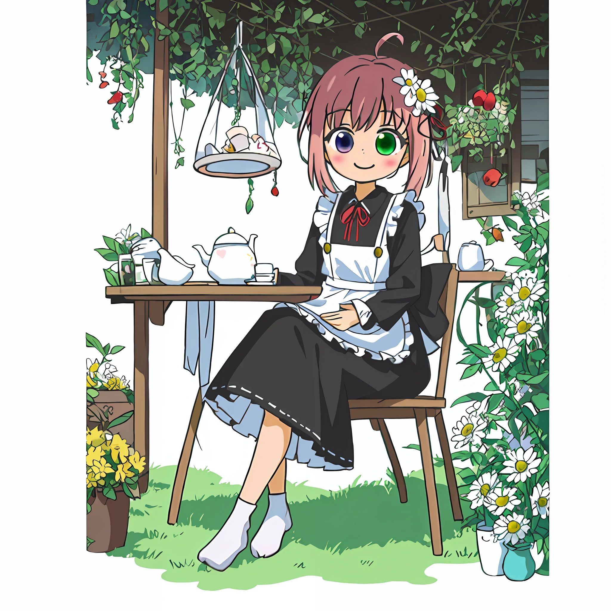 (Masterpiece: 1.2, highest quality), ultra high resolution, absurdity, high resolution, 1 girl, girl in the distance, sitting, (tilting face),
(Detailed beautiful eyes: 1.1), (Heterochromia, light blue eyes, light green eyes) cute girl,wavy long hair,embroidered accessories,indoors,(((cute patchwork quilts kawaii room)))(((messy girly general merchandise,ribbon))),many cute quilt patchwork goods,table,display shelf,tea,basket,bottle ,butter,flower,Cake,food,fork,knife,fruit,cute Glass teapot,raspberry, fruit pound cake, fruits cake, fruits tarte, apple pie,cute quilt patchwork, basket, daisy, vegetable, watering_can, vase, jar, leaf, lemon cake, lily_(flower), apron, cottagecore dress, happy smile, perspective,(pastel pop color),( impressionism: 1.3), Dynamic Angle