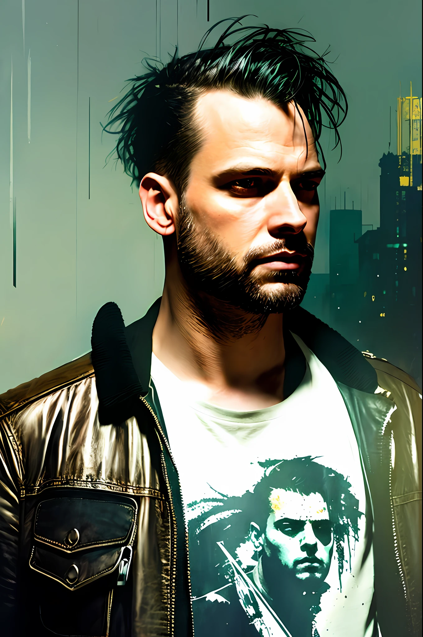 Style Snthwve Nvinkpunk Drunk Handsome Man Like Sandman Delusion and Wearing Headphones, by Jeremy Mann, by Sandra Chevrier, by Dave McKean and Richard Avedon and Maciej Kuciara, Punk Rock, Tank Girl, High Detailed, 4K, RTX