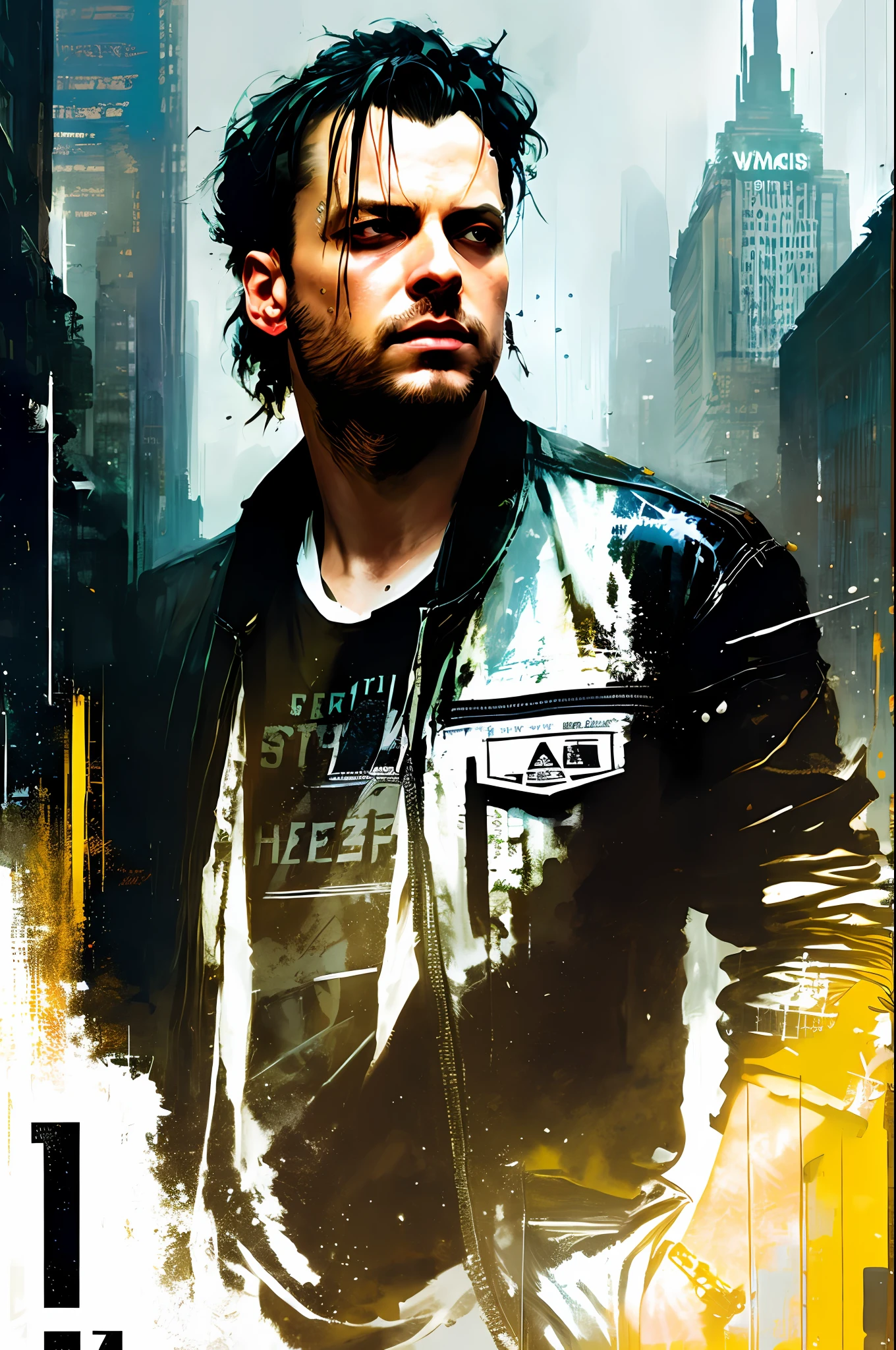 Style Snthwve Nvinkpunk Drunk Handsome Man Like Sandman Delusion and Wearing Headphones, by Jeremy Mann, by Sandra Chevrier, by Dave McKean and Richard Avedon and Maciej Kuciara, Punk Rock, Tank Girl, High Detailed, 4K, RTX