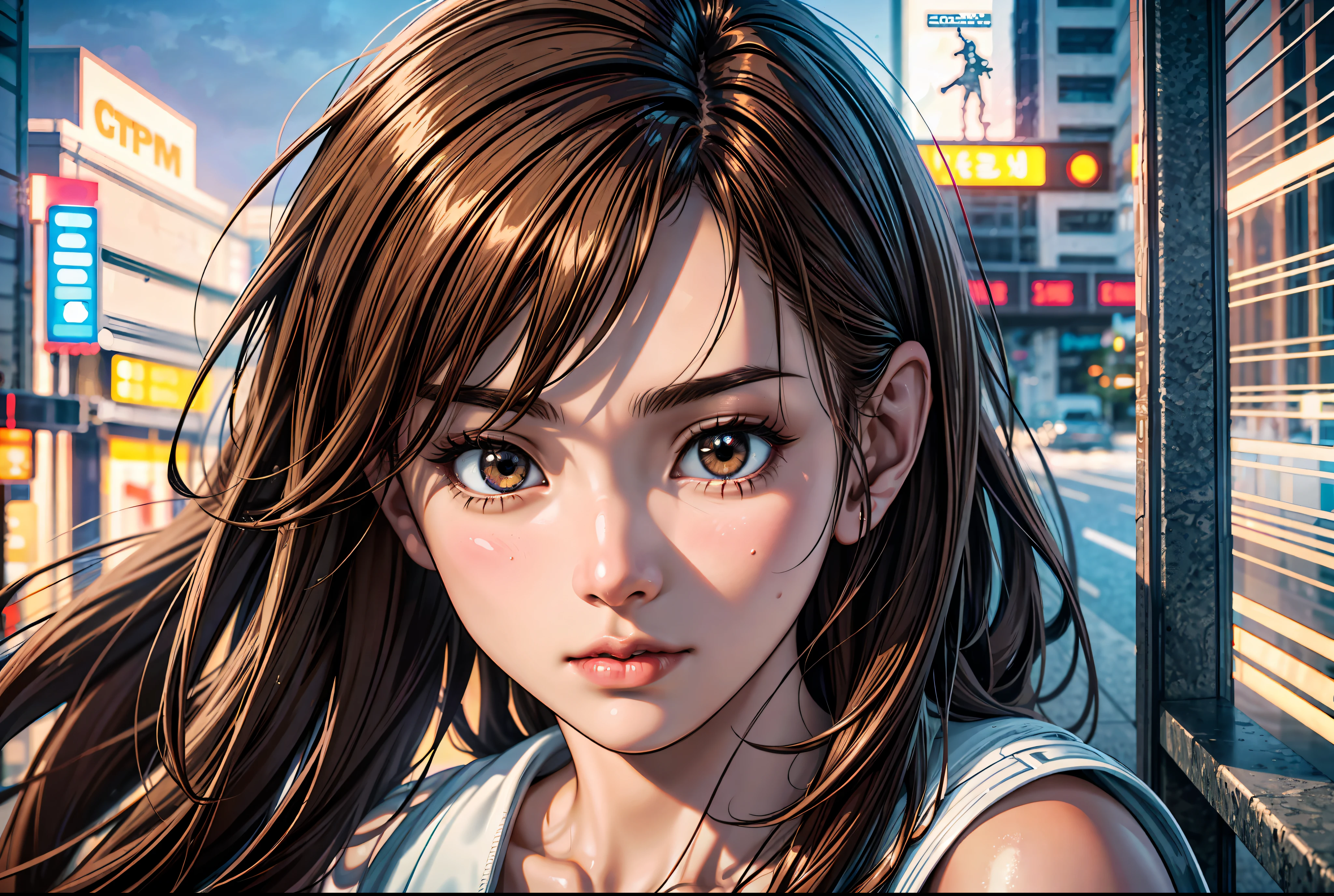 European anime woman in miami usa, light brown hair and an Asian woman. Ultra detailed, 8K, HDR, Octane Render, Unreal Engine 5. Professionally rated color, atmosphere, incredible depth, rich colors, powerful images, psychedelic tones, 4K, 8K, masterpiece,...,