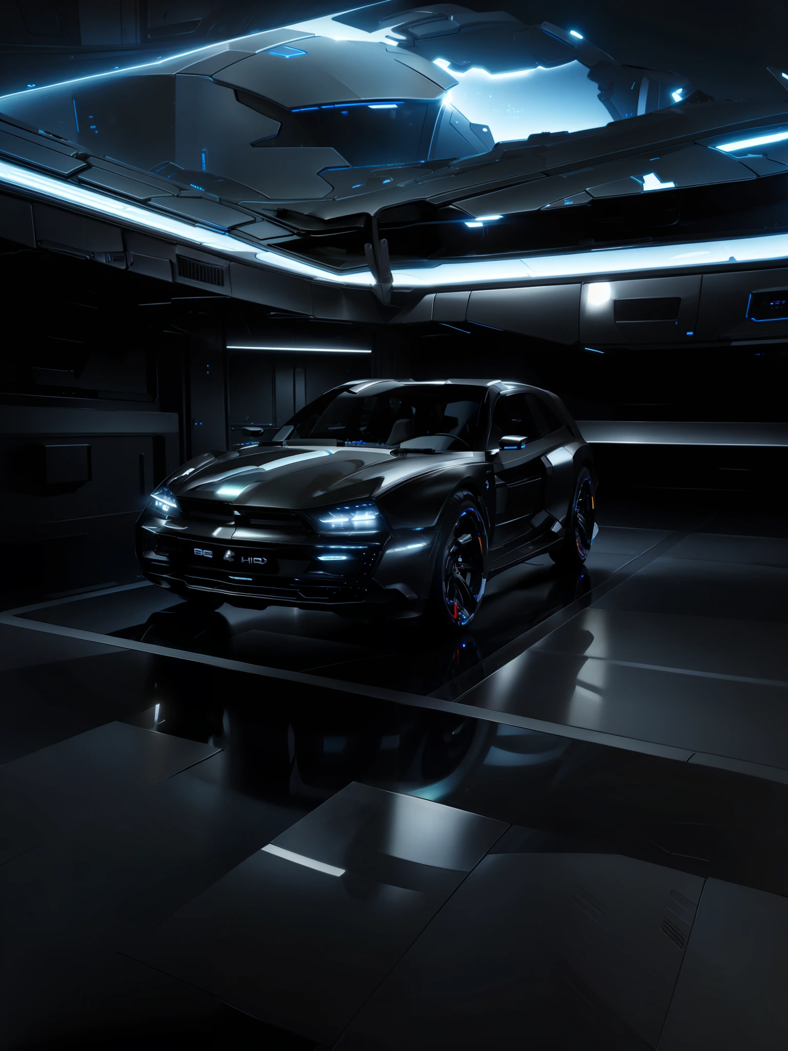 Futuristic car, black, 4k HDR
