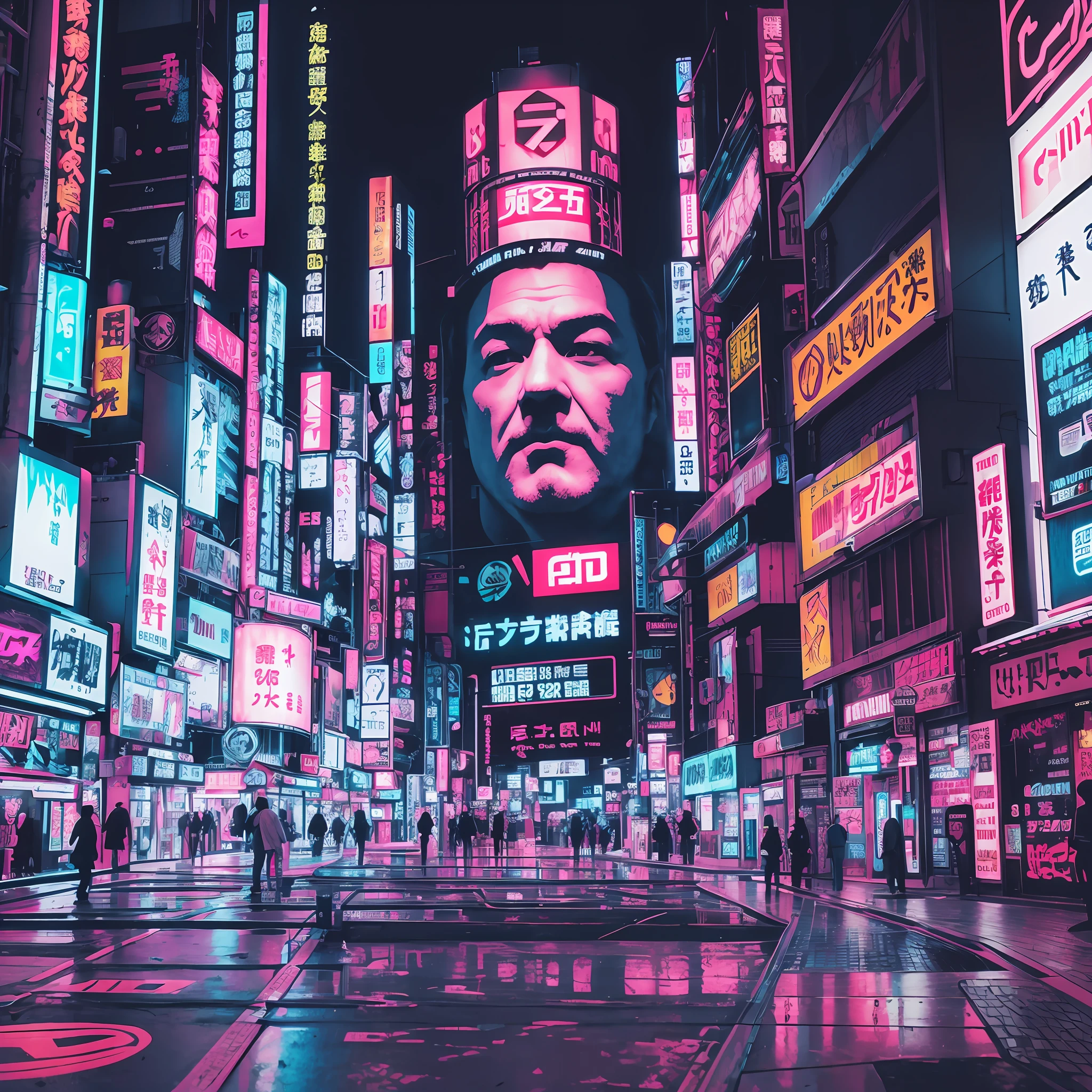 cyberpunk, dark, neon signs, Japanese, three-dimensional perspective, futuristic visual --auto --s2