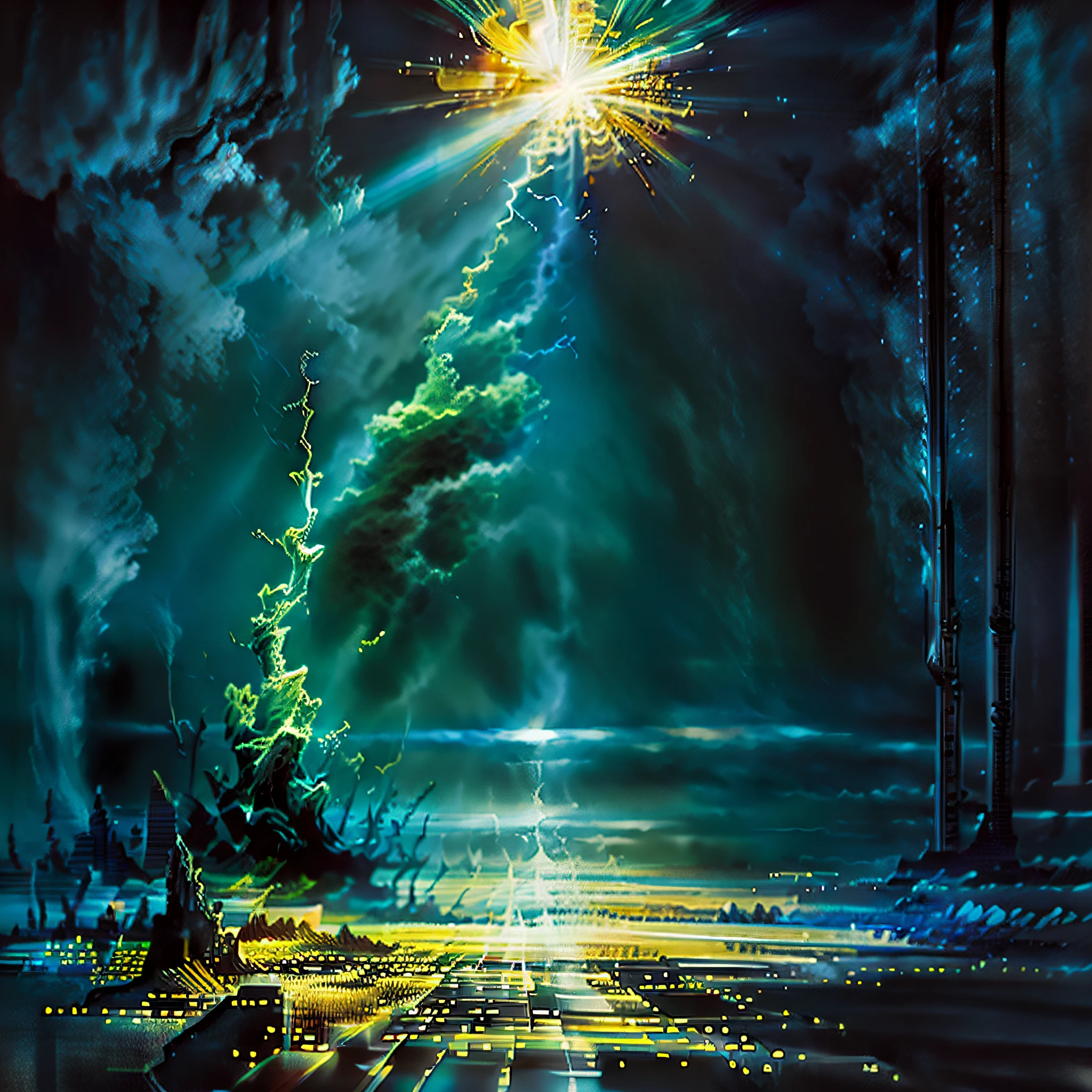 A cover art for an original electronic song set in the progressive trance genre. The cover art features vibrant, sparkling colors, reflecting the energetic and dynamic nature of the music. The design exudes a captivating aura with a fusion of vivid tones and iridescent tones. It depicts an abstract representation of the intricate melodies and pulsating rhythms of music, evoking a sense of movement and intensity. The atmosphere of the cover art is electrifying and immersive, drawing listeners into the hypnotic world of progressive trance. It creates a visual experience that complements the listening journey, amplifying the emotion and euphoria of the music. The lighting effect in the cover art is mesmerizing, with beams of colored lights intertwining and dancing throughout the scene. The lighting adds depth and dimension, increasing the overall visual impact and capturing the essence of the electrifying music. --air 1:1 --c 18 --s 800 --q 2,