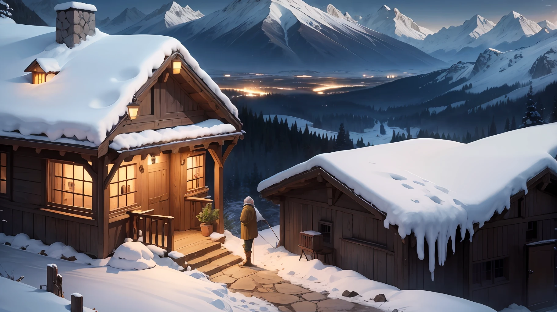 Show wise men living in their homes in the mountains and welcoming Peter.