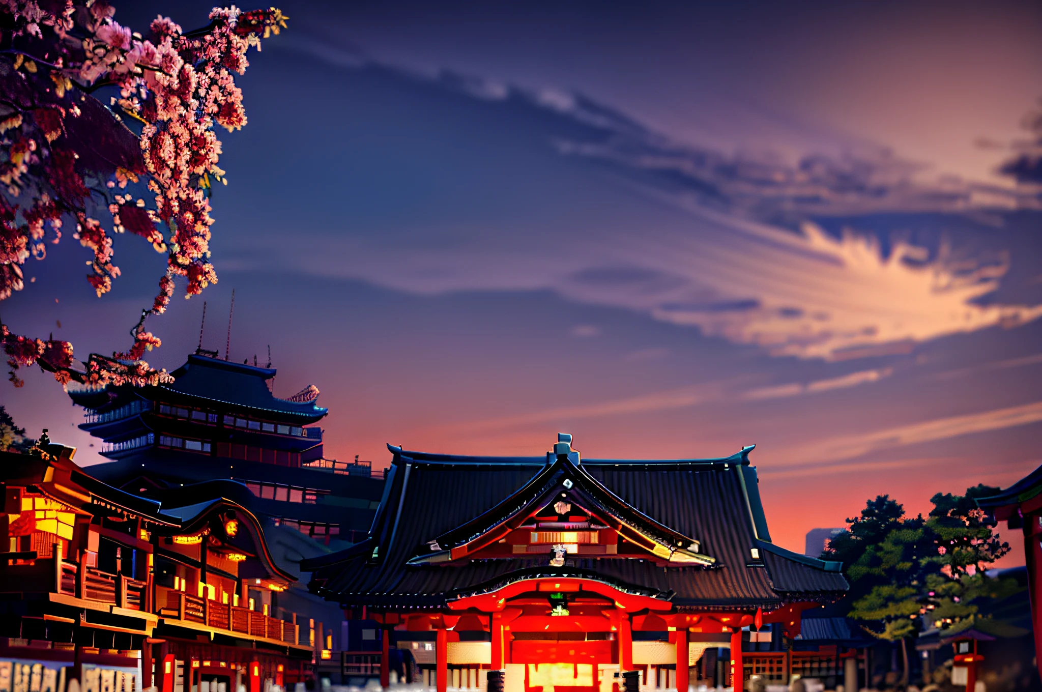 nighttime view of a japanese style building with a green roof, shinto shrine, japanese shrine, japanese temple, inari shrine, taken with sigma 2 0 mm f 1. 4, taken with sony a7r camera, in tokyo at night, shrine, japanese temples, beautiful image, shrines, temple, night setting, serene evening atmosphere