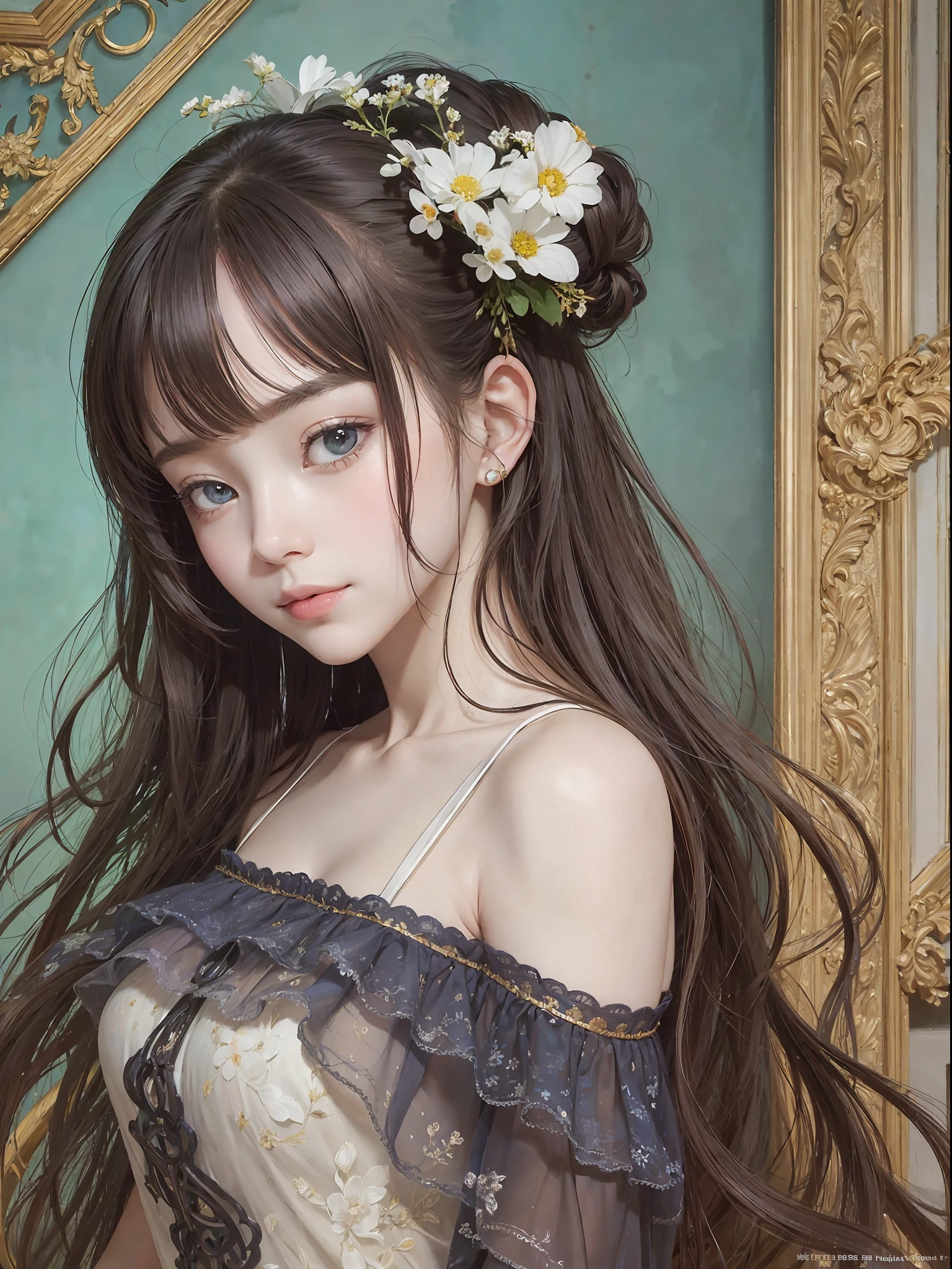 (Pure Color: 0.9), (Color: 1.1), (Masterpiece: 1,2), Top Quality, Masterpiece, High Resolution, Original, Highly Detailed Wallpaper, Beauty, Smile, Melancholy, Camisole, Sepia Color, 30 years old --auto --s2