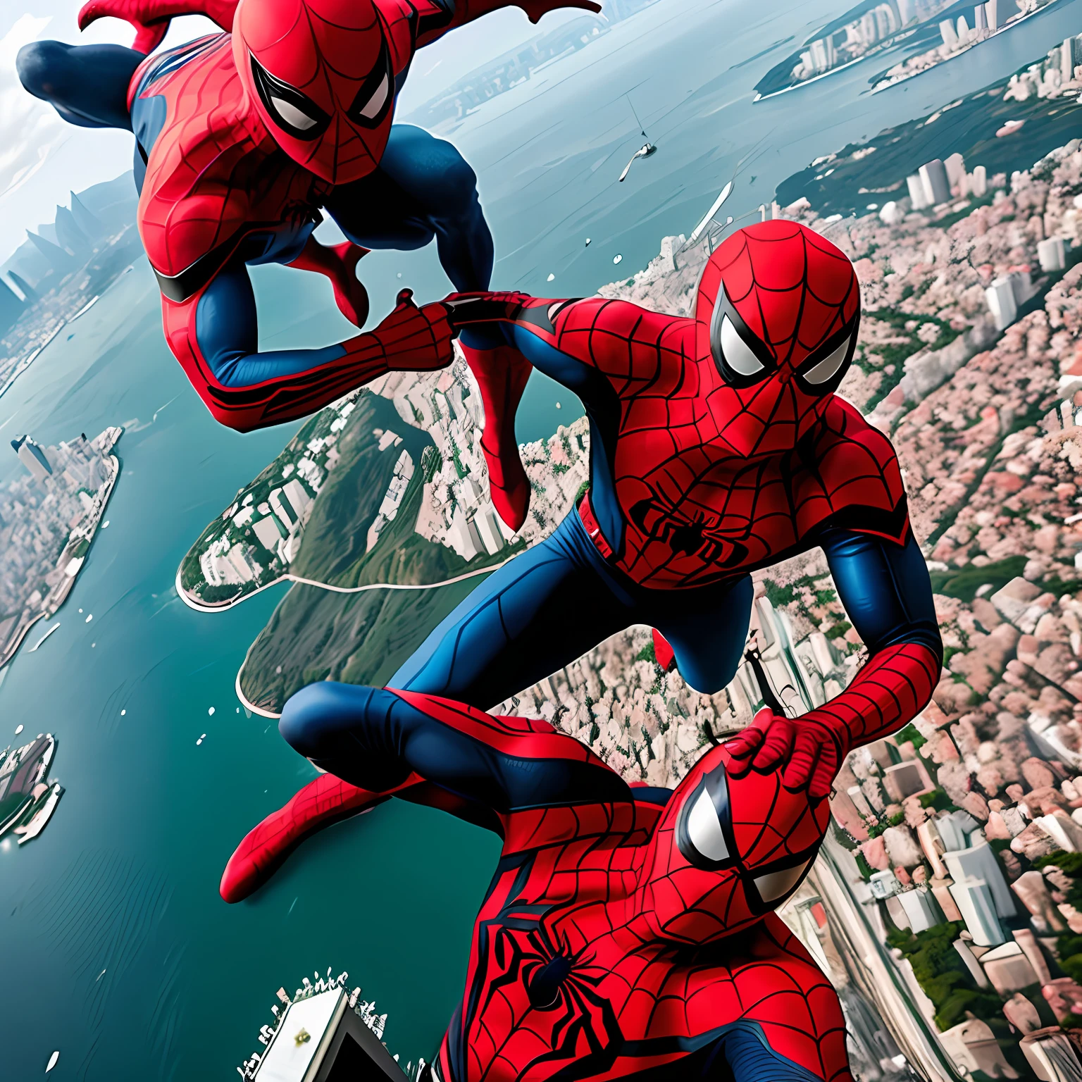 Spider-man battling venom on top of Christ the Redeemer Rio de Janeiro