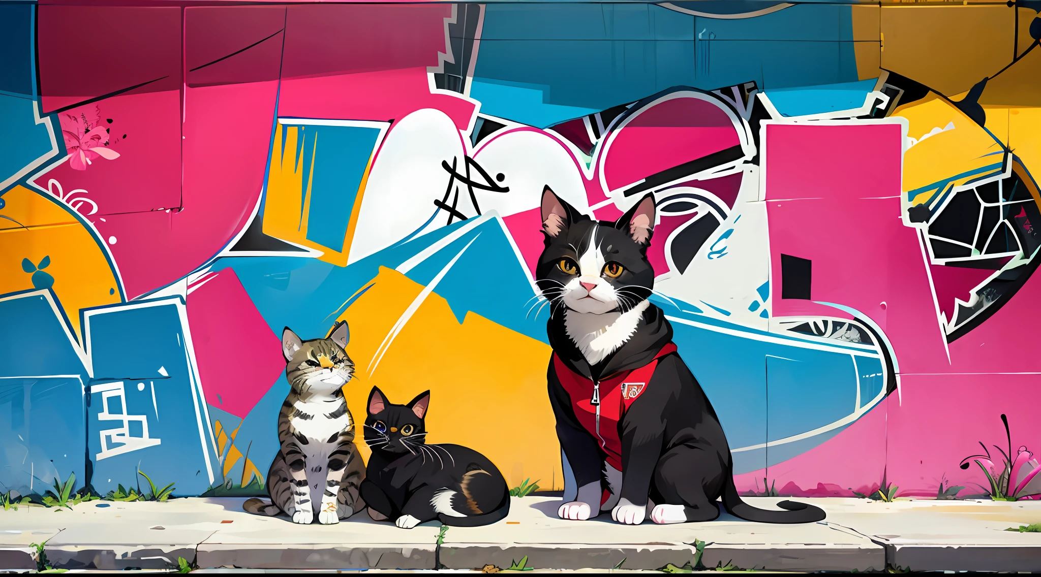 centered, graffiti, kitten illustration, high detail, with style