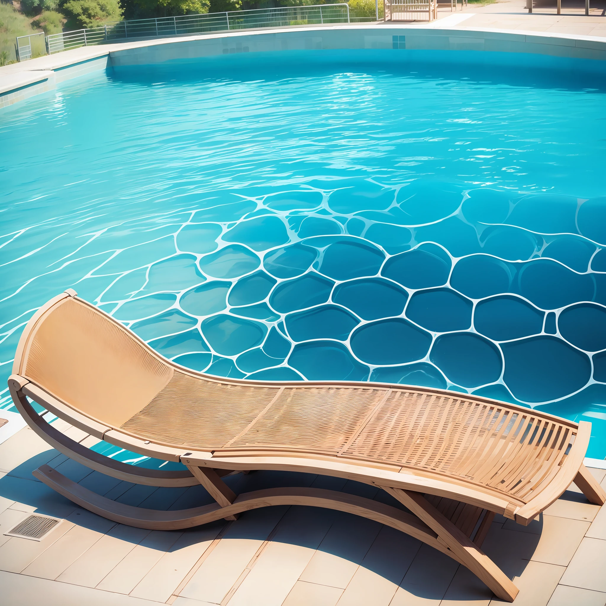 Swimming pool, strong sun, Sun lounger, empty --auto --s2