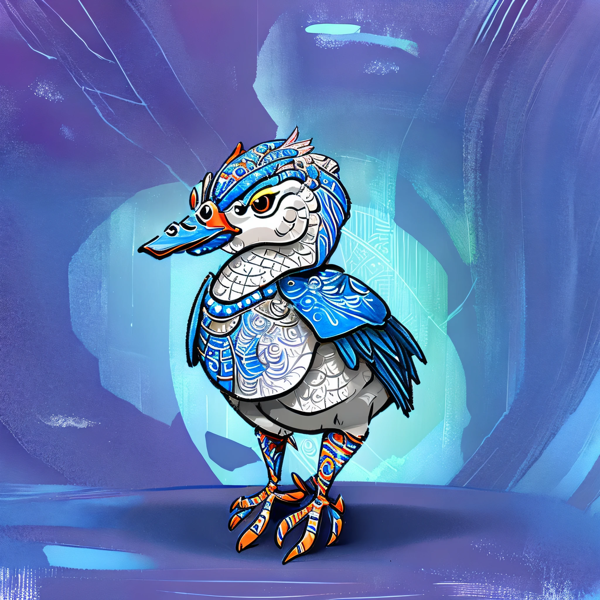 A small, Biopunk-themed duck