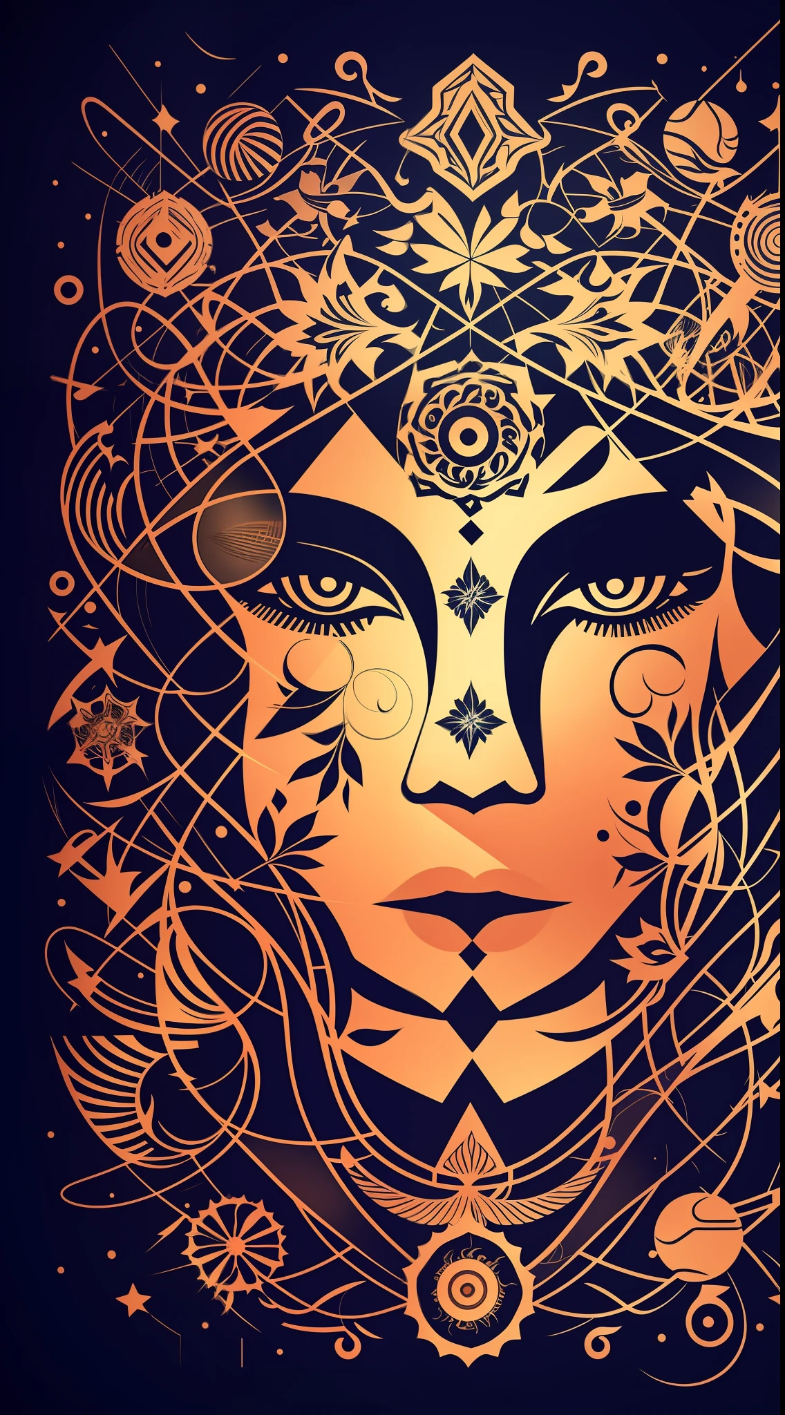 Eye-catching symbols under a dark background