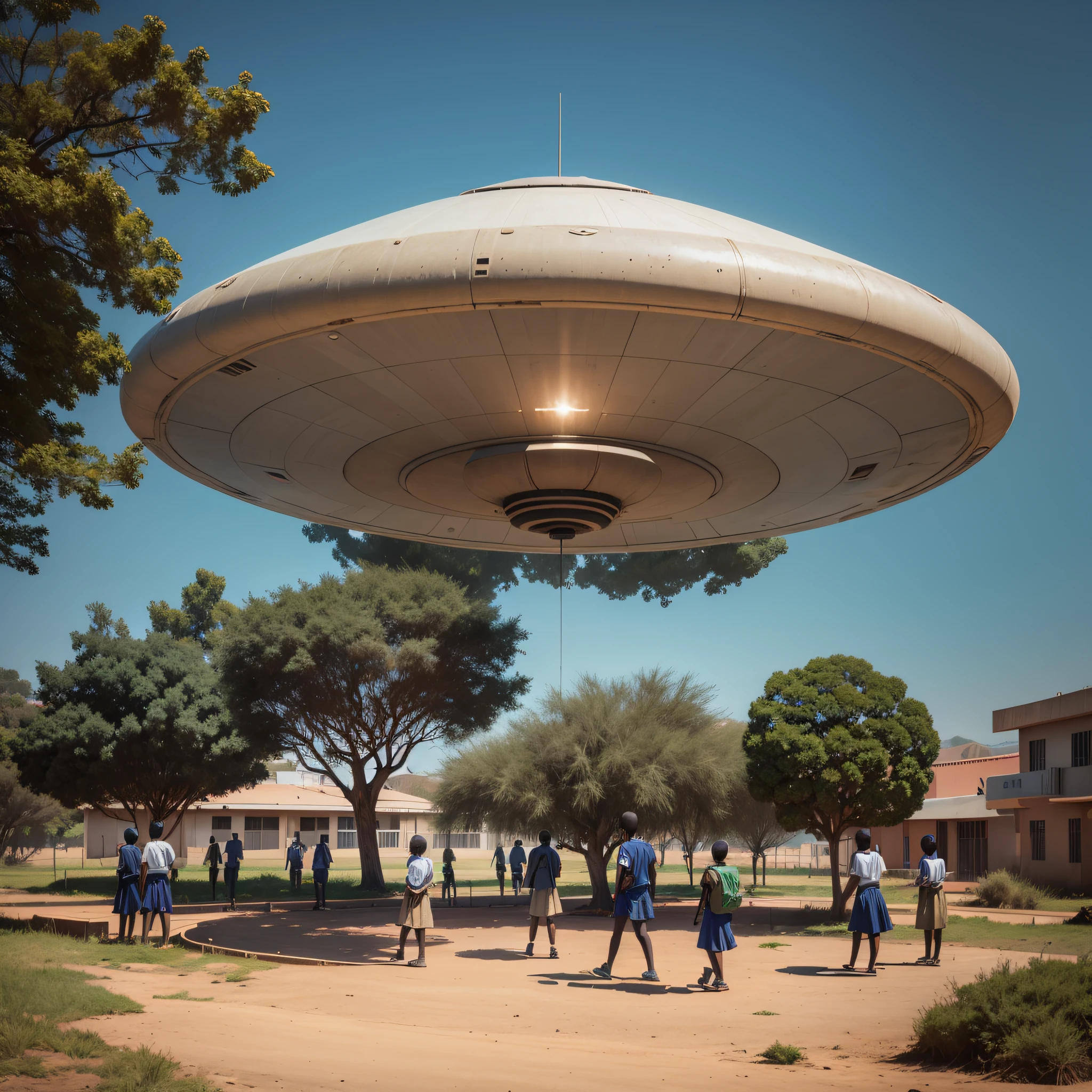 a UFO landing in the school yard in Africa --auto --s2