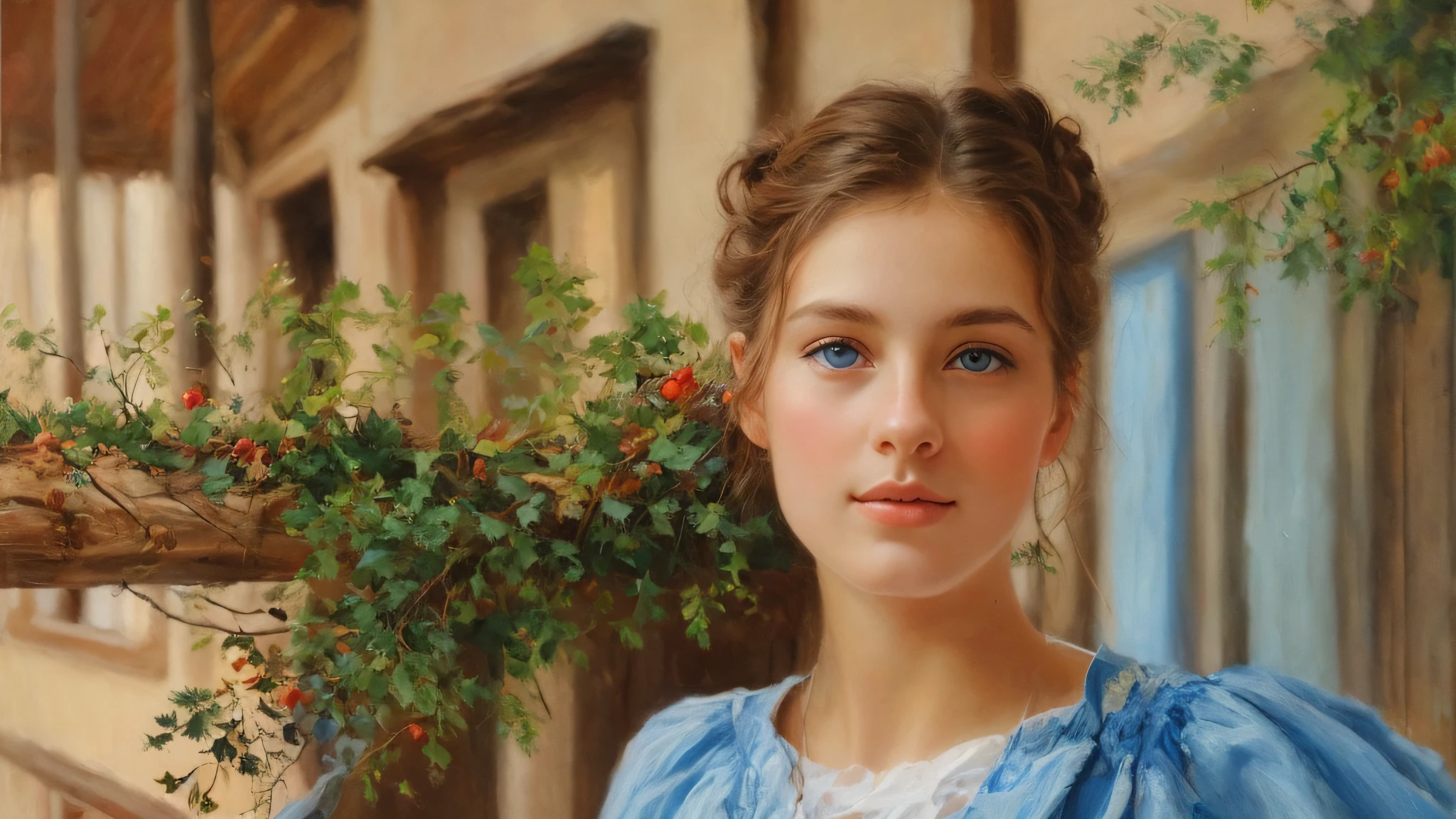best quality, masterpiece, (realistic:1.4), 1 girl, brown hair, blue eyes, Front, detailed face, beautiful eyes