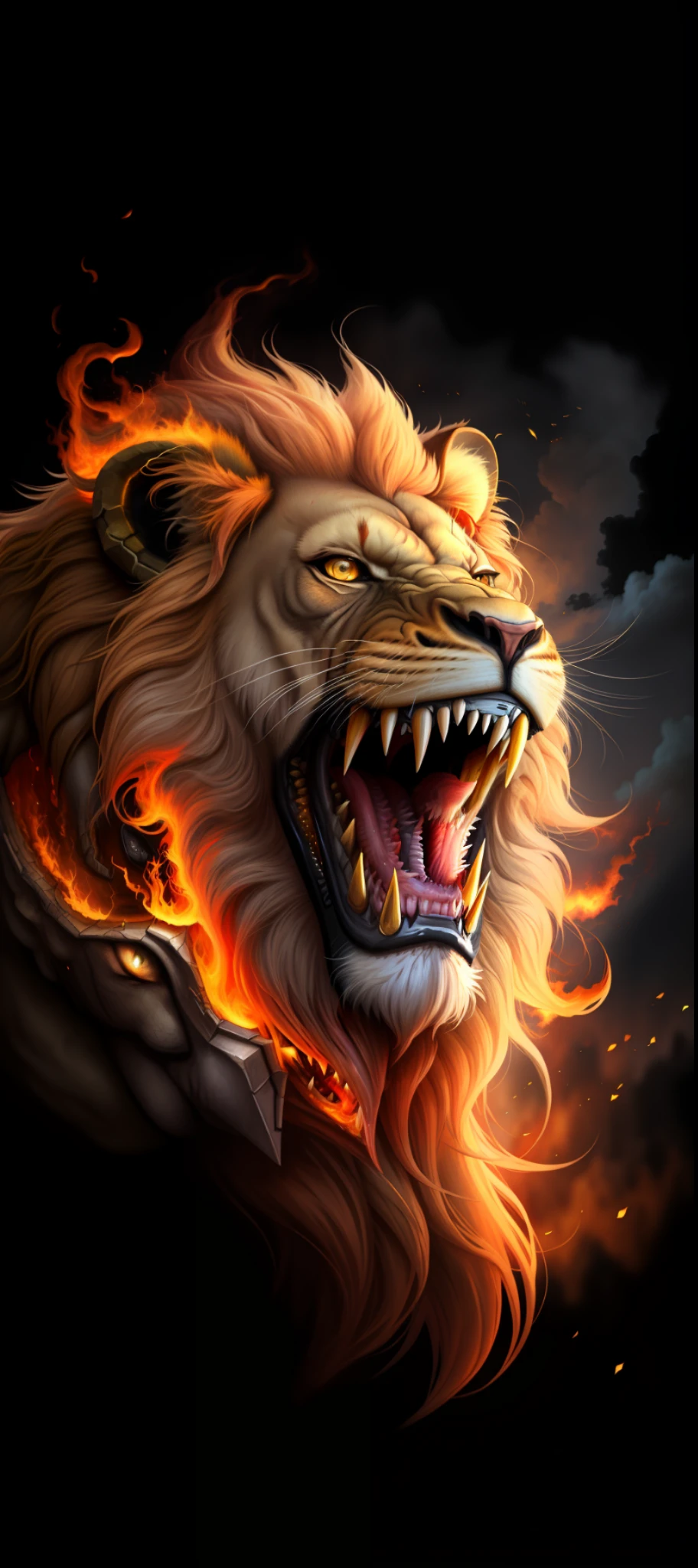 Lion, monstrous, creature, divine being, lion, furious lion, fury, unbelievable, fire, Supernatural, surreal, photorealism, photorealistic, ultra hd, ultra realistic, ultra detailed,