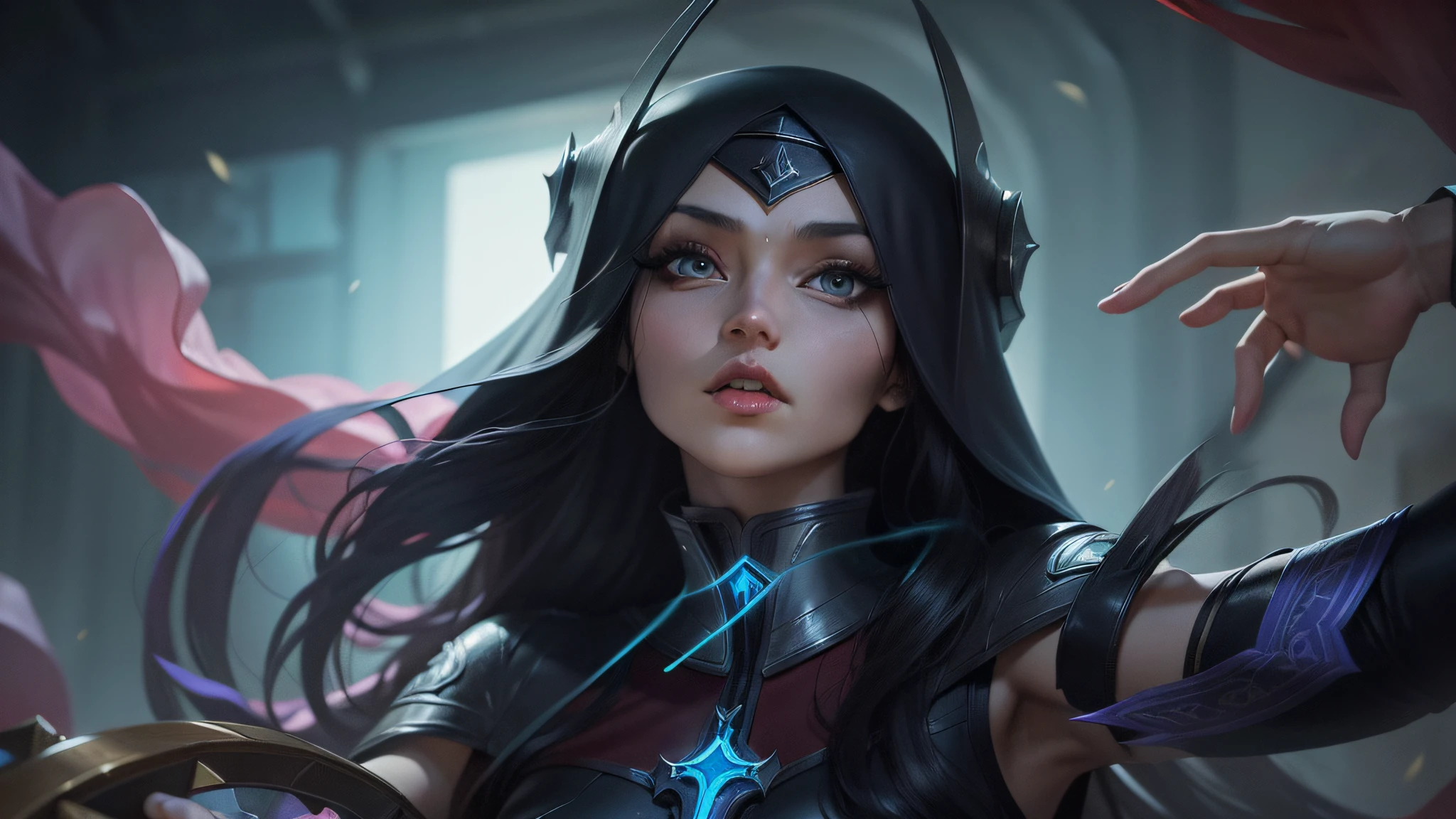 Woman in nun's outfit, Irelia League of Legends, cross, looking at camera --auto --s2