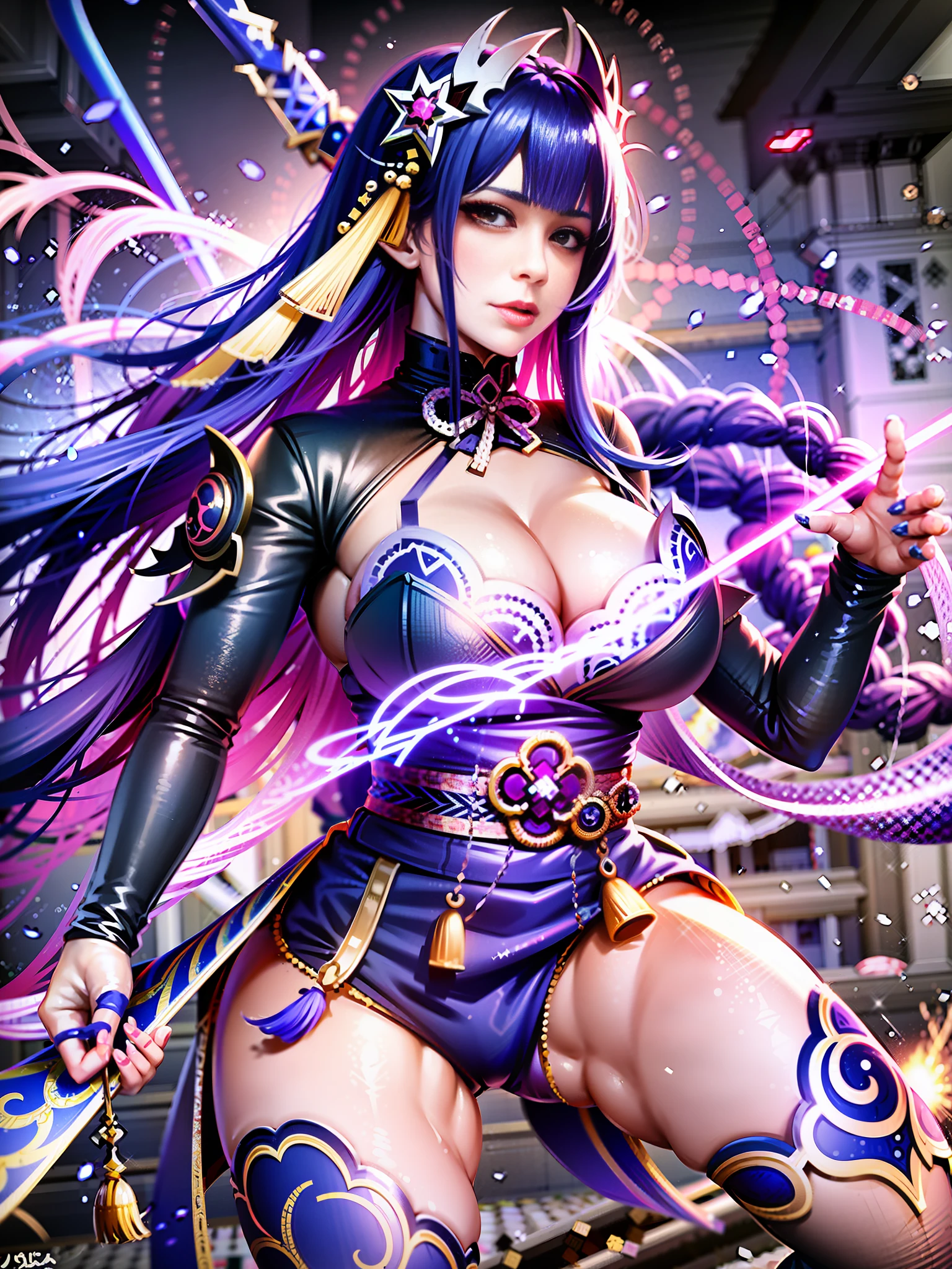 a close up of a woman in a costume with a sword, extremely detailed artgerm, japanese goddess, range murata and artgerm, ayaka genshin impact, keqing from genshin impact, fighting game character, ig model | artgerm, juri han from street fighter, zhongli from genshin impact, juri misaki