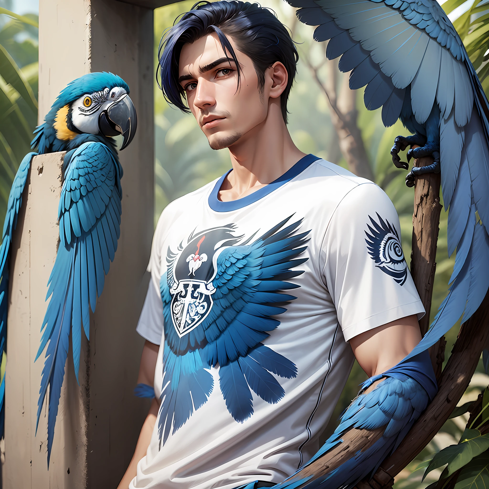 On the front of the shirt would be a stylized design of a blue macaw in flight, with its wings spread and feathers detailed. The design would be in shades of darker blue, to create contrast with the light blue background of the shirt.
In the center of the chest, the team's shield would be placed, with the traditional colors and symbols. The shield would be surrounded by a white frame, to set it apart from the rest of the drawing.
On the sleeves of the shirt, white details such as stripes or bands would be added to add a touch of contrast and style.
On the back of the shirt, the player's number and name, also in white, would be placed to facilitate identification during matches.
