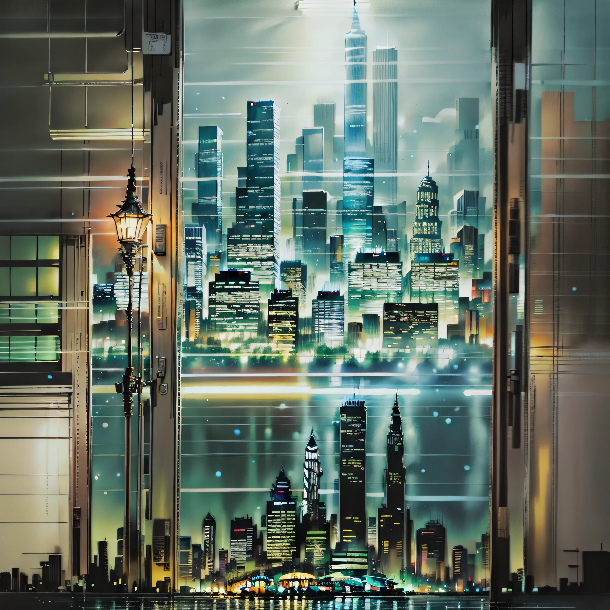 A 4:3 album cover featuring a detailed and realistic illustration of buildings with spotlights. The illustration accurately depicts the buildings, creating a visually stunning image.
The album cover showcases a nighttime scene of an urban city, with towering skyscrapers and bright spotlights illuminating the landscape. The artwork is meticulously crafted to convey the vibrant and lively atmosphere of a bustling metropolis.
The colors used in the illustration are predominantly metallic, adding a touch of sophistication and modernity. The metallic tones reflect the light from the spotlights, creating a striking visual effect.
The atmosphere of the cover art is dynamic and immersive, capturing the pulsating energy of a busy city at night. The realistic illustration provides a sense of immersion, transporting the viewer to this urban environment filled with lights and impressive skyscrapers.
--ar 4:3 --c 20 --s 480 --q 2,