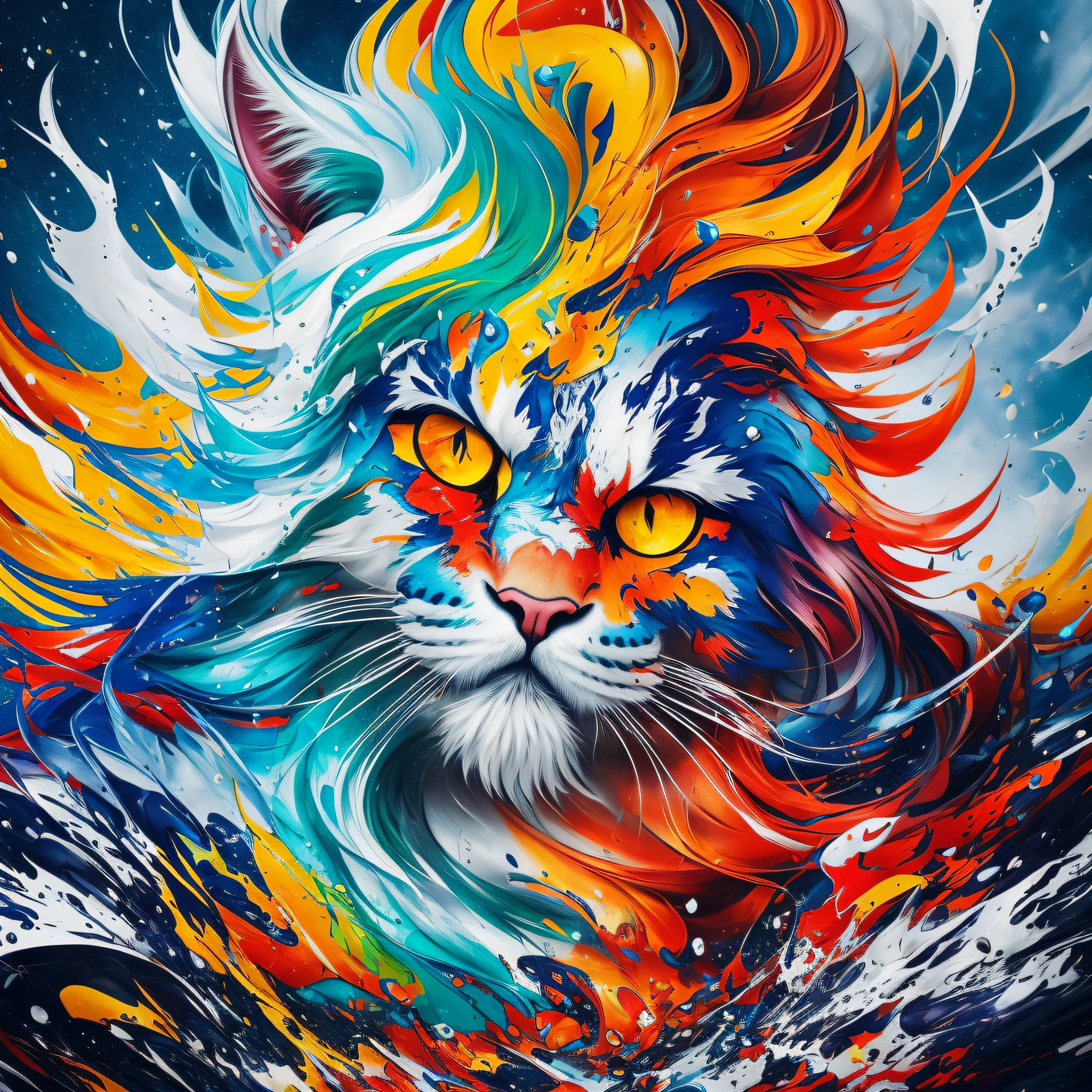 Splash art, ThunderCats, portrait poster, (whitebackground)), splash style of coloful paint, contour,hyperdetailed intricately detailed, unreal engine,fantastical, intricate detail, splash screen, complementary colors, fantasy concept art, 8k resolution, deviantartmasterpiece, oil painting, heavy strokes, paint dripping,splash arts -variation - --auto --s2