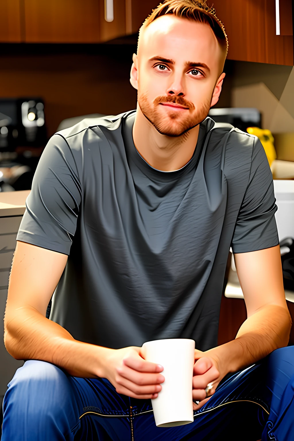 Jessie Pinkman drinking coffee