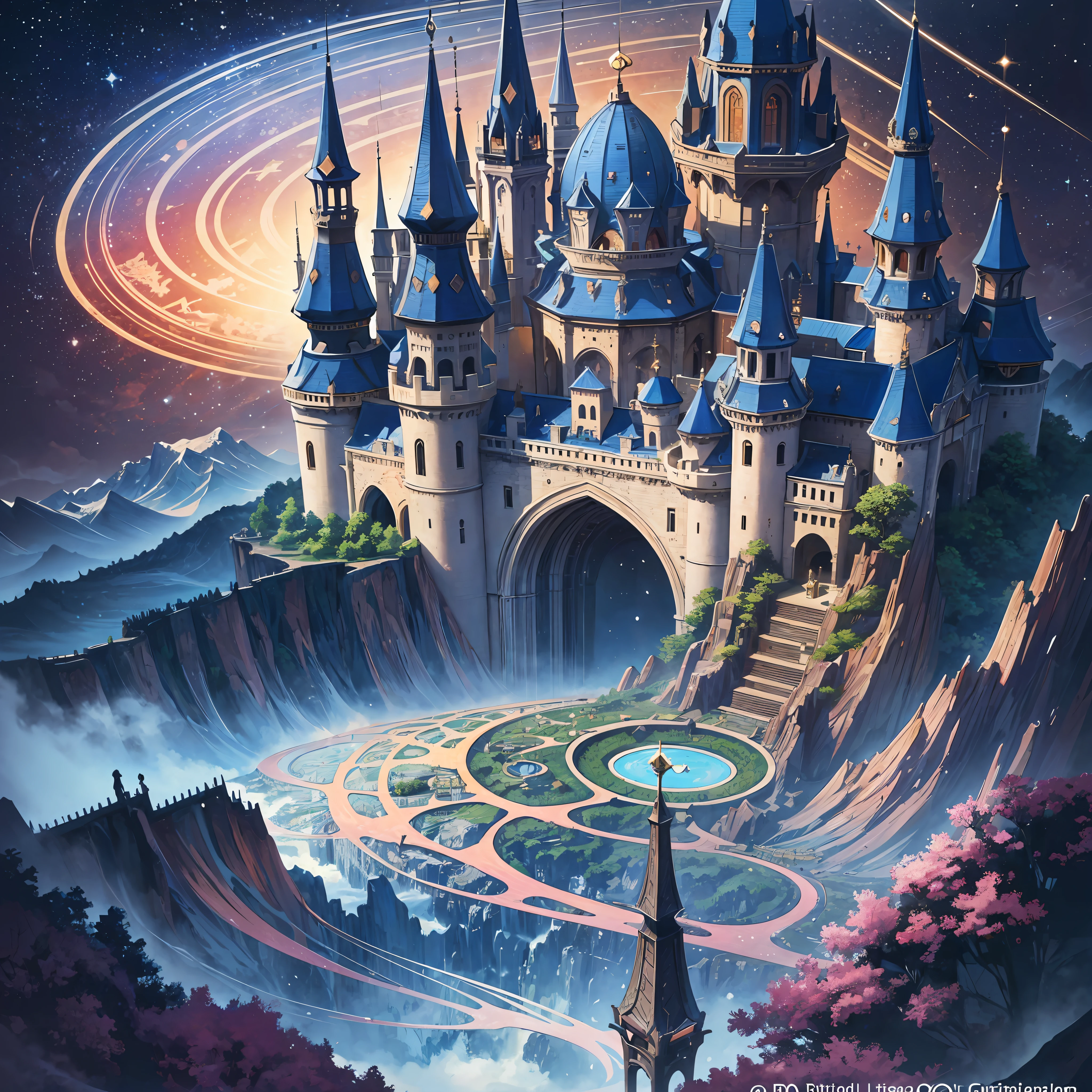 (masterpiece, top quality, best quality, official art, beautiful and aesthetic:1.2), extreme detailed,(fractal art:1.3),colorful,highest detailed in ultra detailed complex medieval castle, evil aura, lake, river, snow mountains,(best-quality:0.8), (best-quality:0.8), perfect anime illustration, BREAK saturn, bubbling acid --v6