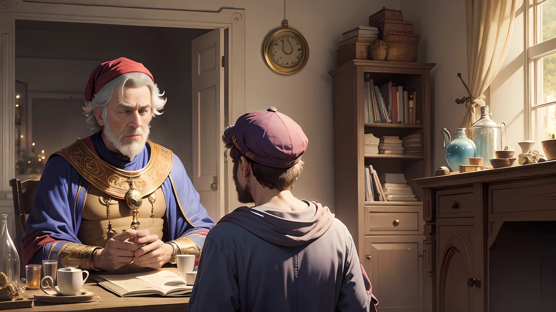 Peter reflecting on what the wise man told him at home.