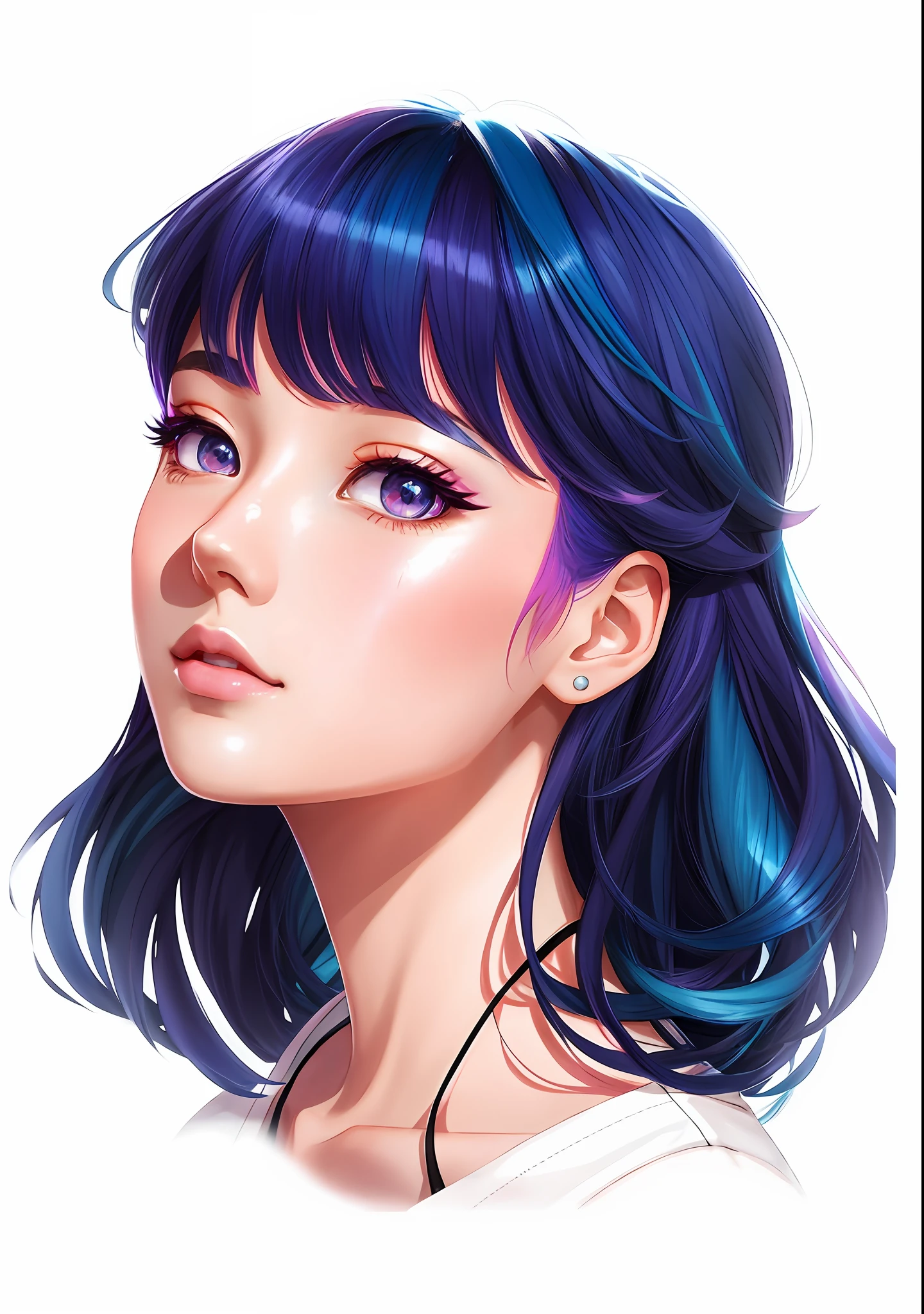 a girl with a bright hair and a blue jacket looks at the camera, inspired by Yuumei, digital anime art, colorful digital painting, rossdraws cartoon vibrant, anime style 4 k, alice x. zhang, by Yuumei, digital anime illustration, beautiful anime portrait, vibrant digital painting, detailed digital anime art, anime digital art