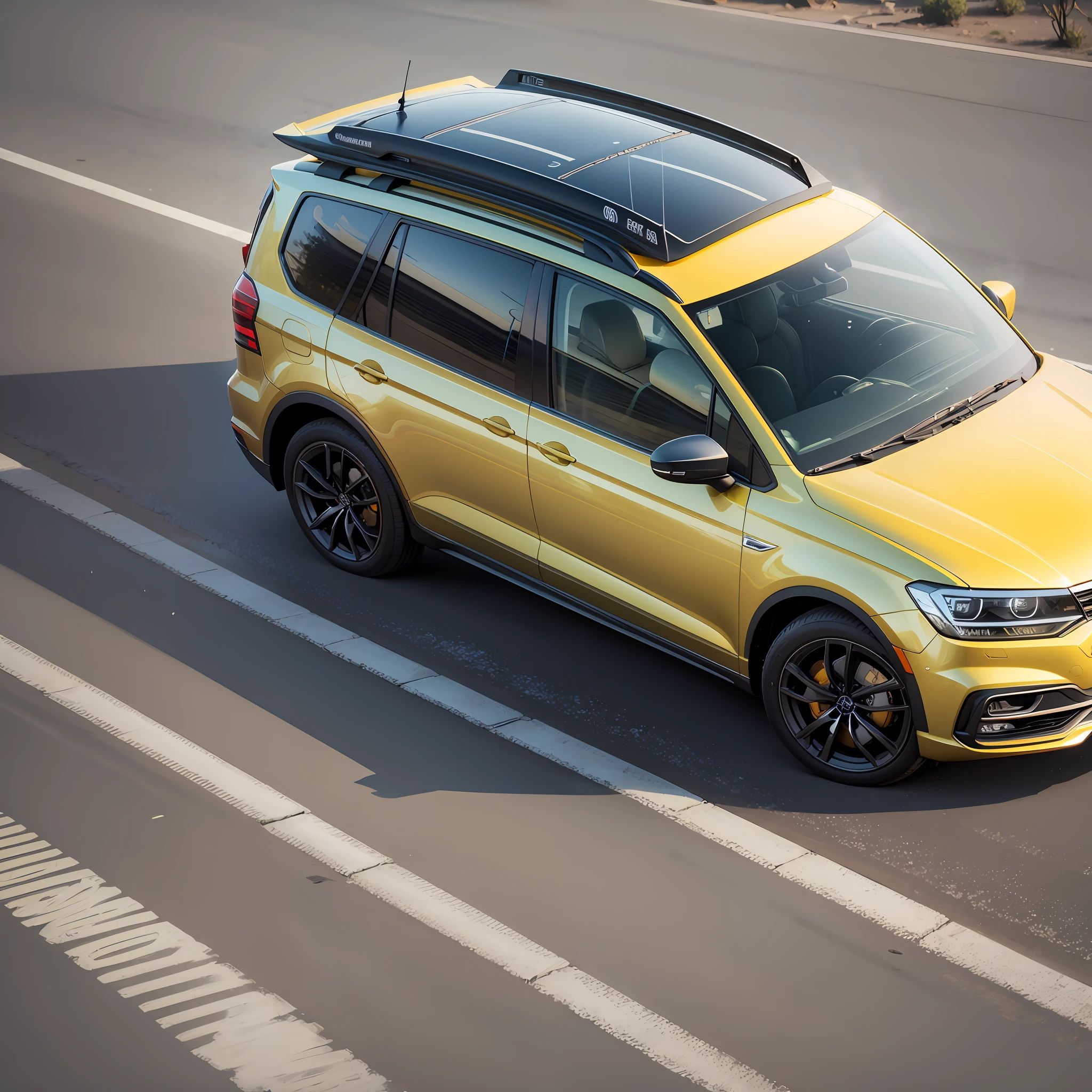 Vehicle produced in Brazil brand volkswagem model voyage year 2019 in yellow color with wheels rim 18 inches and mirrored glass --auto --s2