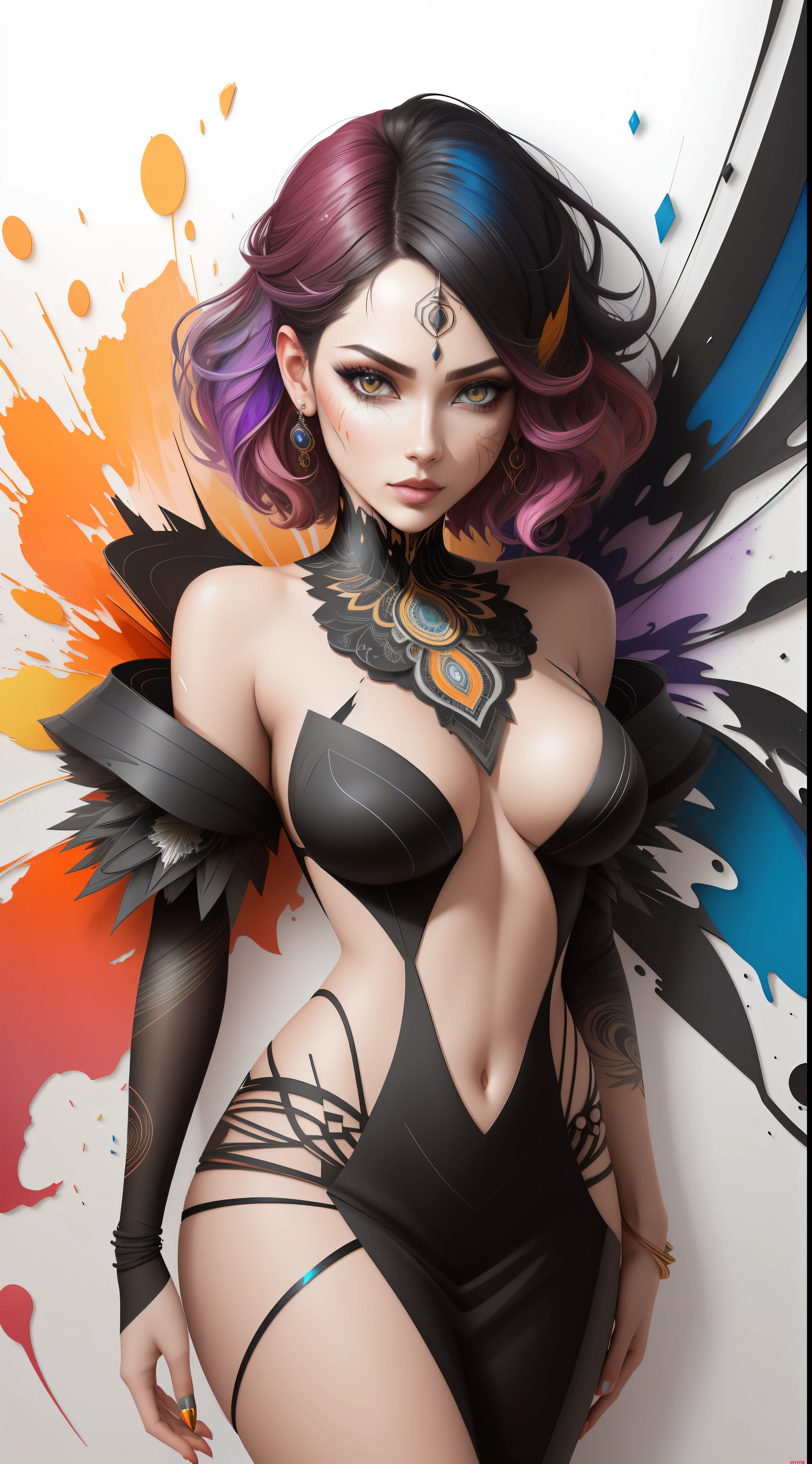 ultra detailed artistic abstract photography of Geometrical Woman, 32k trendy abstract poster of a beautiful woman, hair made of 3D paper quilling design, abstract paper quilling, detailed symmetric hazel eyes with circular iris, shattered paper fragments, natural body posture,  by artist russ mills, art by alberto seveso, by Carne Griffiths, by Wadim Kashin, symmetrical, abstract artstyle, intricate complex watercolor painting, sharp eyes, digital painting, color explosion, concept art, voluminetric lighting, TanvirTamim, 3D octane render, 8k. by artgerm, trending on artstation, cinematic 4d, Epic cinematic brilliant stunning intricate meticulously detailed dramatic atmospheric maximalist digital matte painting, realistic, complementary colors