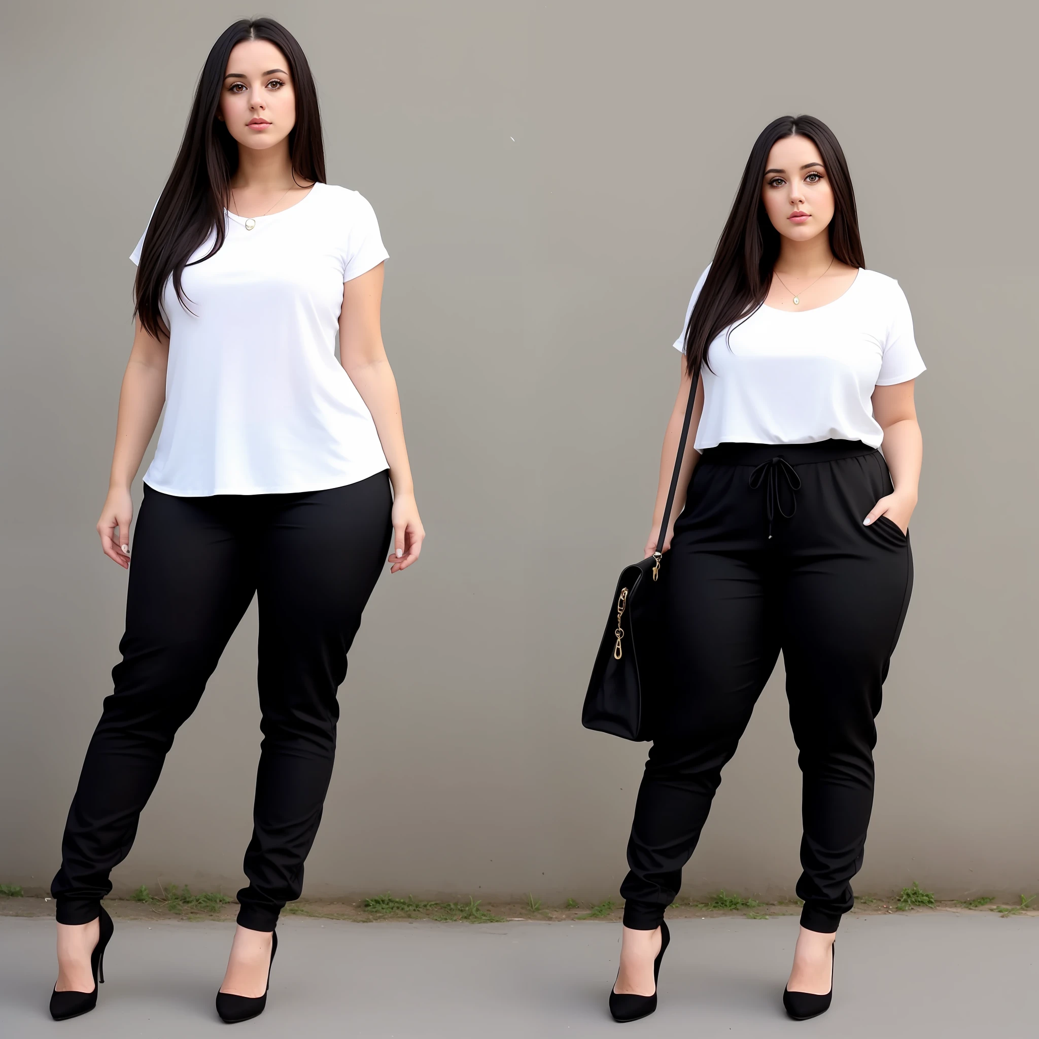 Suelen, Fiat,brunette, long head, cute chubby, leg pants,top, black hair,