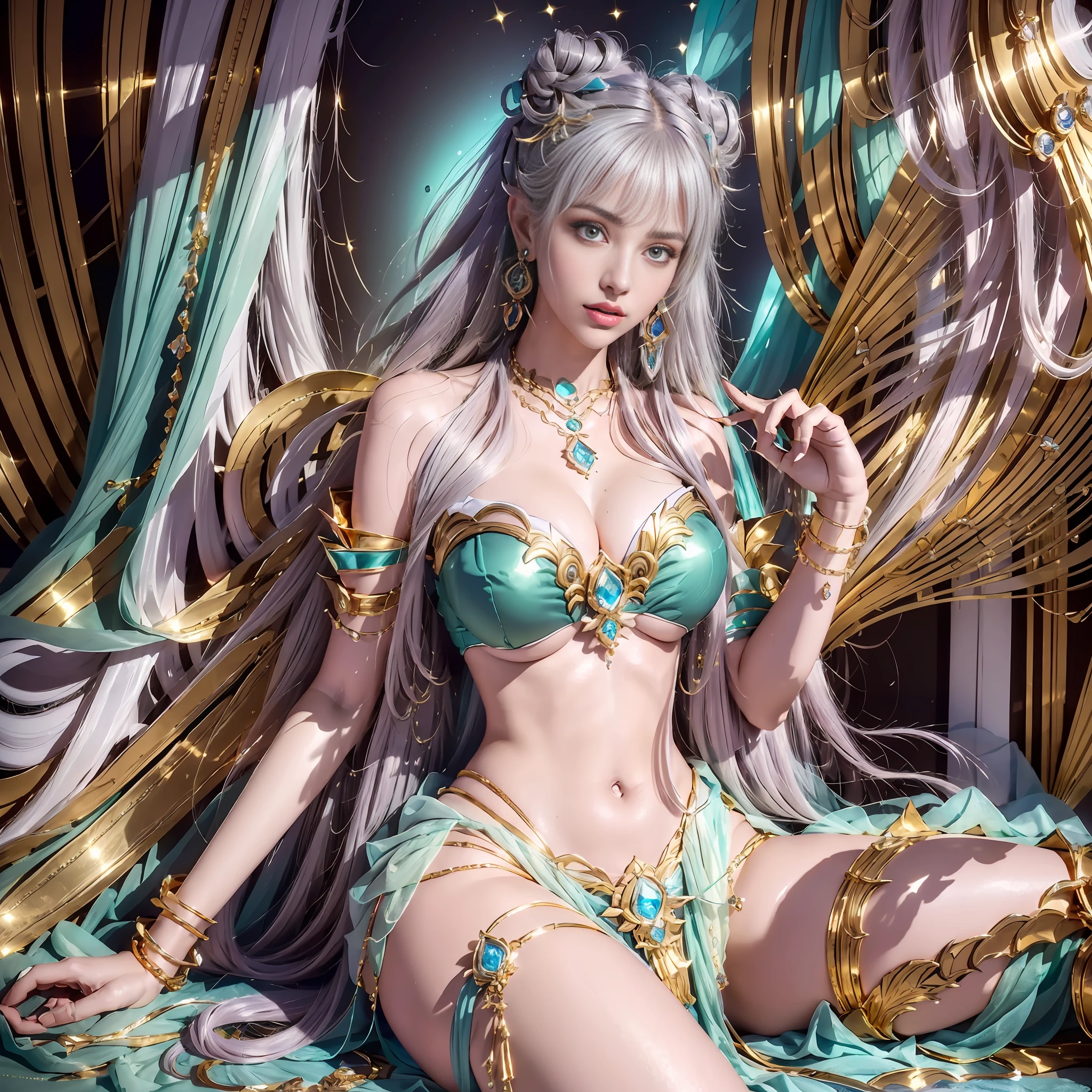 A woman lying down, (open legs bent and raised: 1.5), Saint Seiya Gold Armor Athena in the cyberpunk world, enhanced mecha and gold texture, angular, rich lines, increased by 1.5 times! With your hands behind your head (open legs), lie on your back, the metallic texture on the silver background, breathe out! on stomach, reclining, (Pawanmuktasana: 1.3) (open air) (hips) Panties for the audience (bare shoulders) (with countless super big gems) (super big gem pendants: 2), crazy details (with water flowing through the body: 1.5) full body, (stockings: 2), aristocratic details, full grass, full length, full frame, epic pose, (gorgeous jewelry) yellow hair (necklace earrings) pendant, (setting + large gemstones), large diamonds, gold, Gem), Waterfall, Next to the Bath, Unrealistic Engine Style, Detailed, Surreal, Boca Effect, Shot in David LaChapelle's Style, Bioluminescent Palette: Lilac, Pale Pink, Bright White, Wide Angle, Ultra Fine, Film Still Life, Vibrant, WLOP and Sakimichan, Artgerm Style, Underboob, Perfect Eye, Highest Image Quality 16K, Inspired Harry Winston, Shot on Canon EOS R 6, Masterpiece --s2