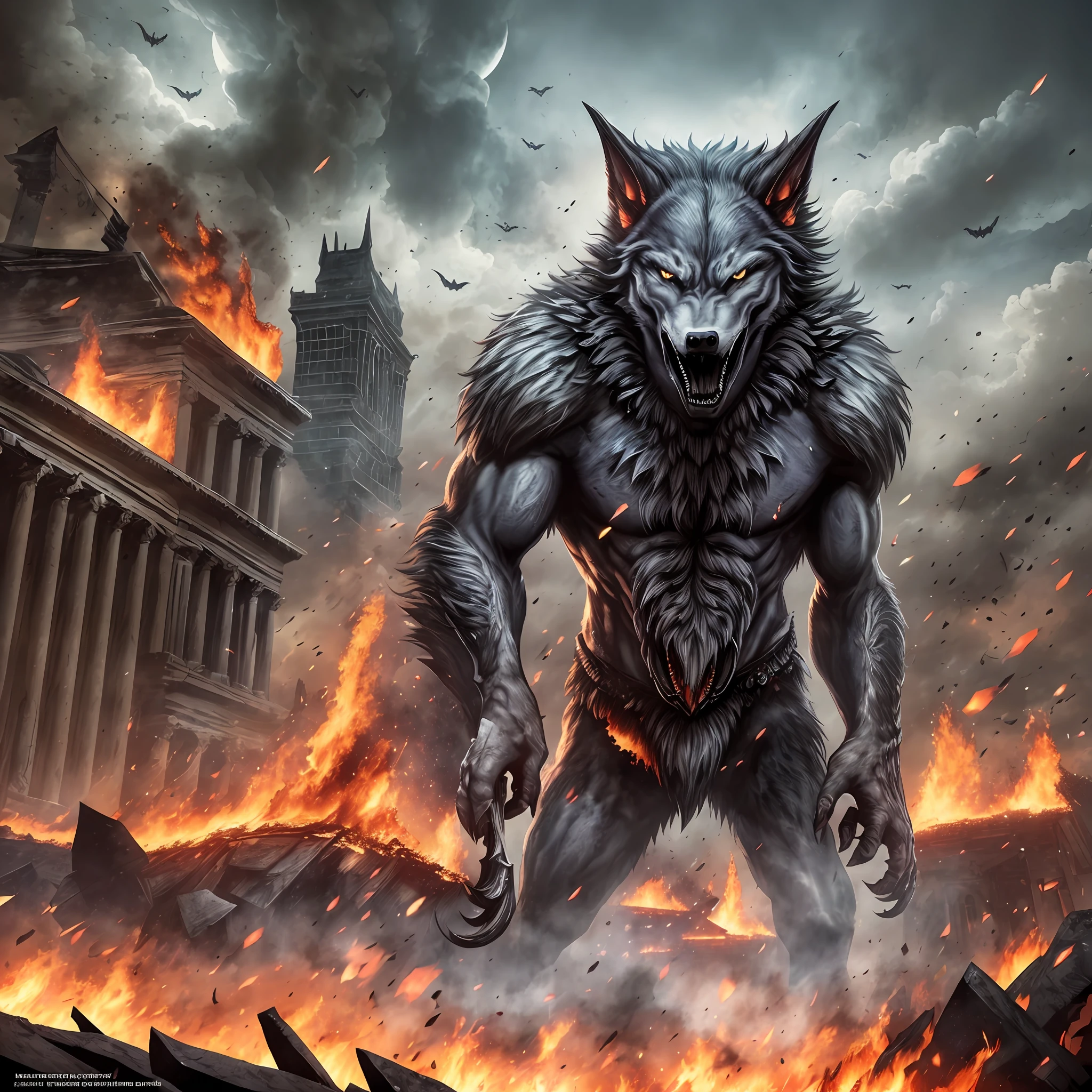 "((an epic battle begins between werewolves and vampires)), masterpiece, best quality, ultra detailed, illustrative scene, dark, dark, dramatic, chaotic, death, scenery in destruction, explosions and blazing fire, close-up." --auto --s2