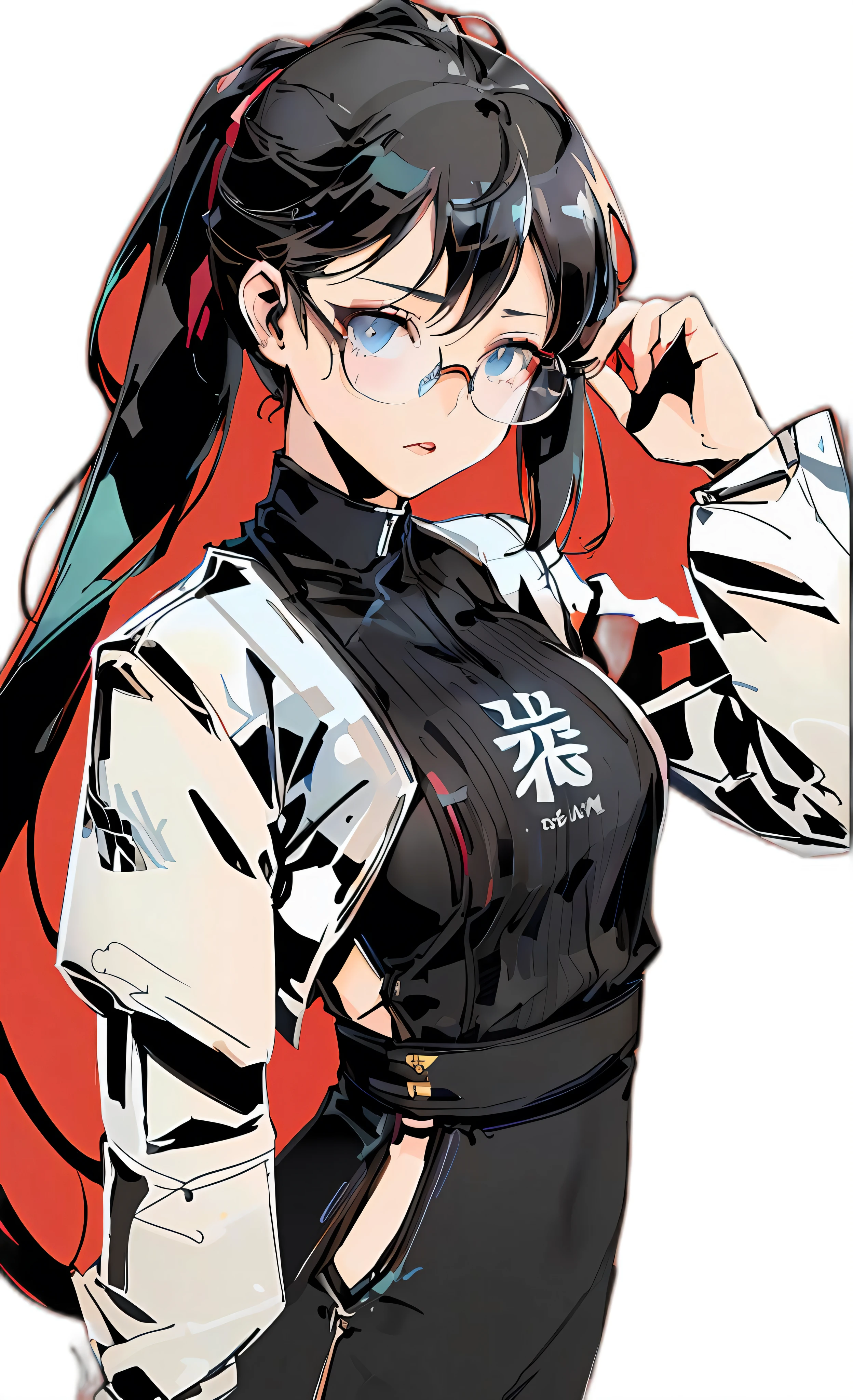 anime girl with glasses and a black and white outfit, guweiz, cyberpunk anime girl, kantai collection style, anime moe artstyle, anime style 4 k, artwork in the style of z.w. gu, (anime girl), very modern anime style, digital anime illustration, anime style illustration, female cyberpunk anime girl, g liulian art style --auto --s2