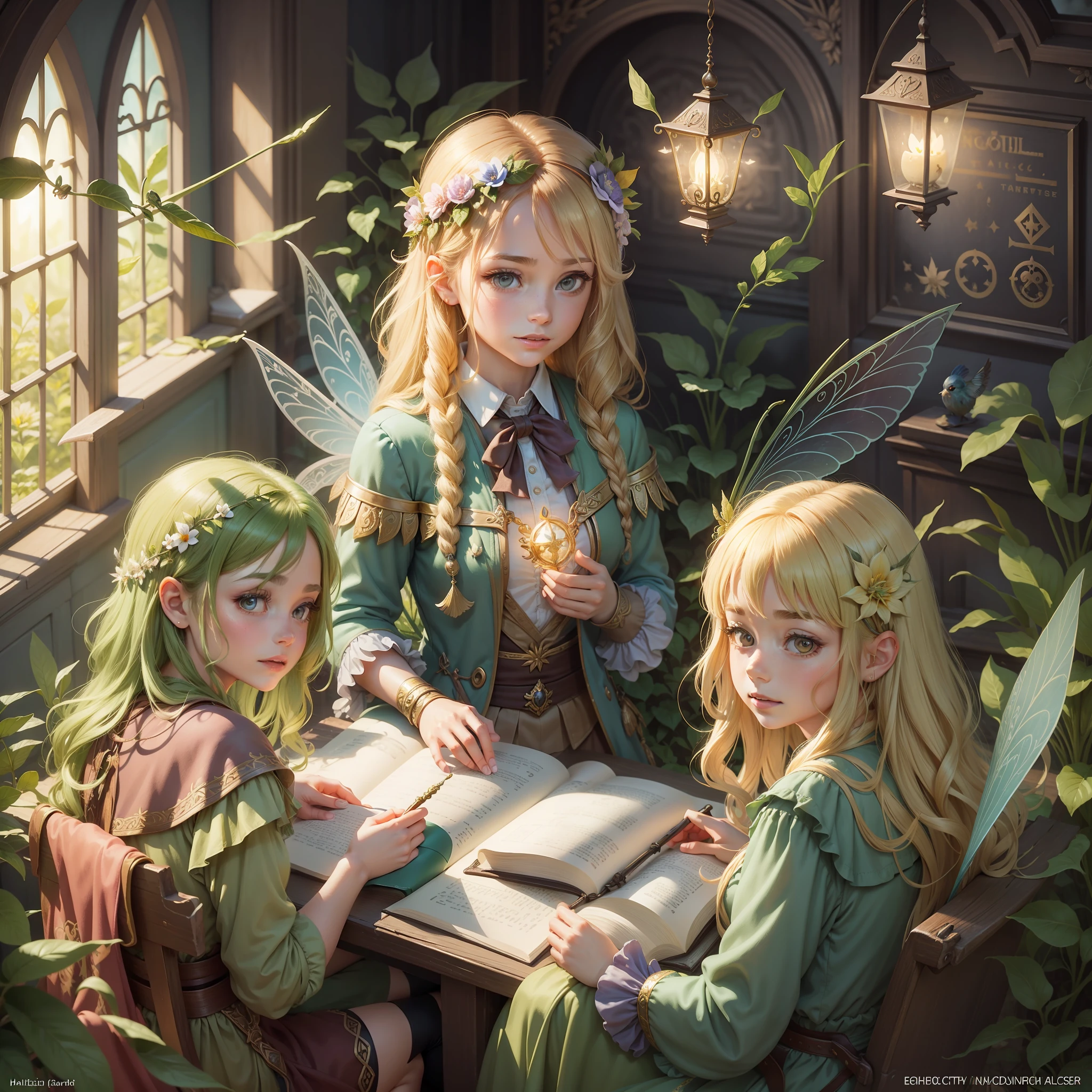 -Flight
- Enchanted School
- Magical gardens
- Fantastic Creatures
-Hall
- Wise Fairy
-Guide
-Teacher
-Classes
- Control elements
-Nature
-Flower
-Light
-Goldcrest
-Friendship
-Pity
-Help