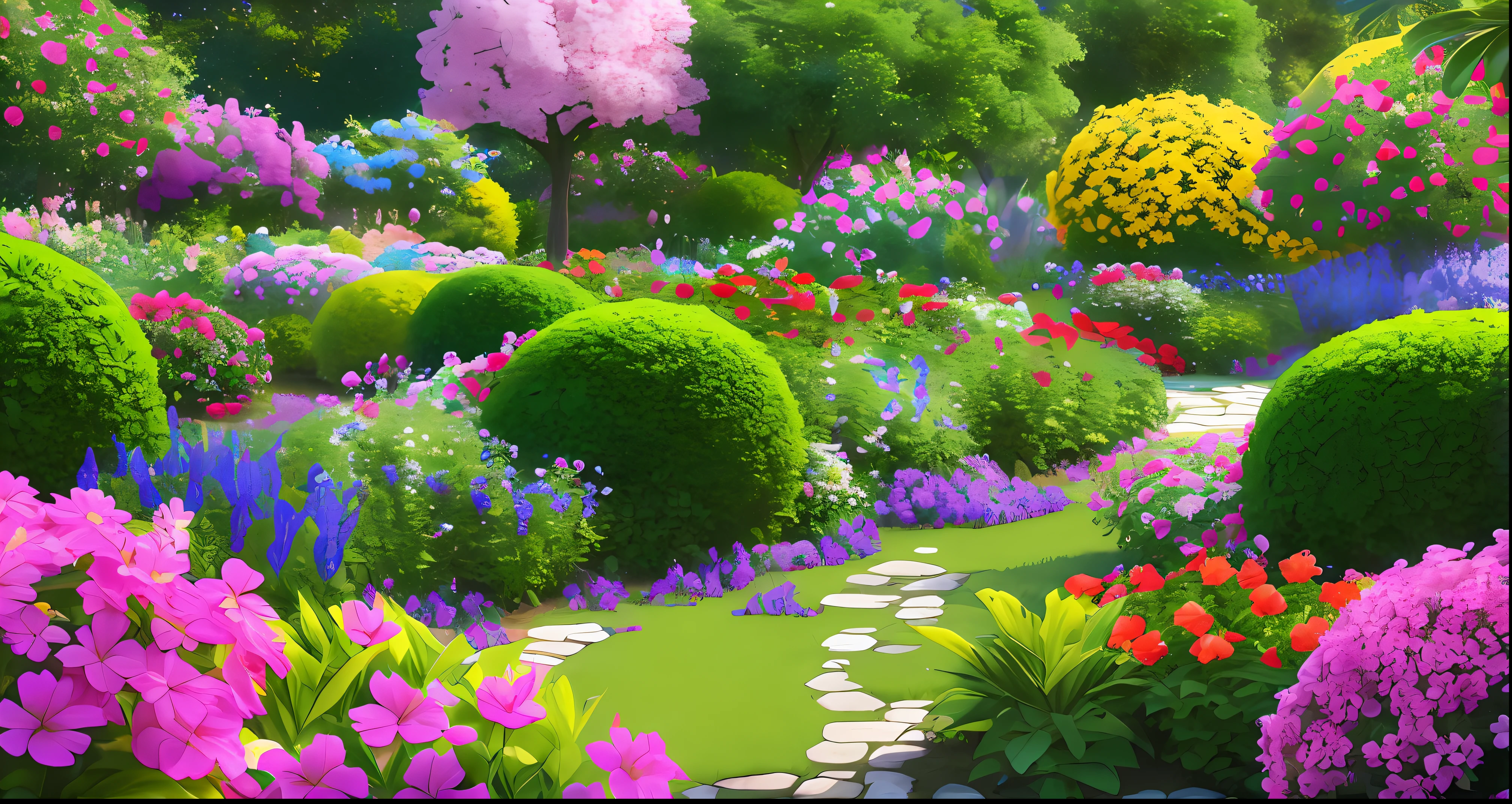 A beautiful garden with lush flowers and vibrant colors (high quality, ultra realistic, 8K)