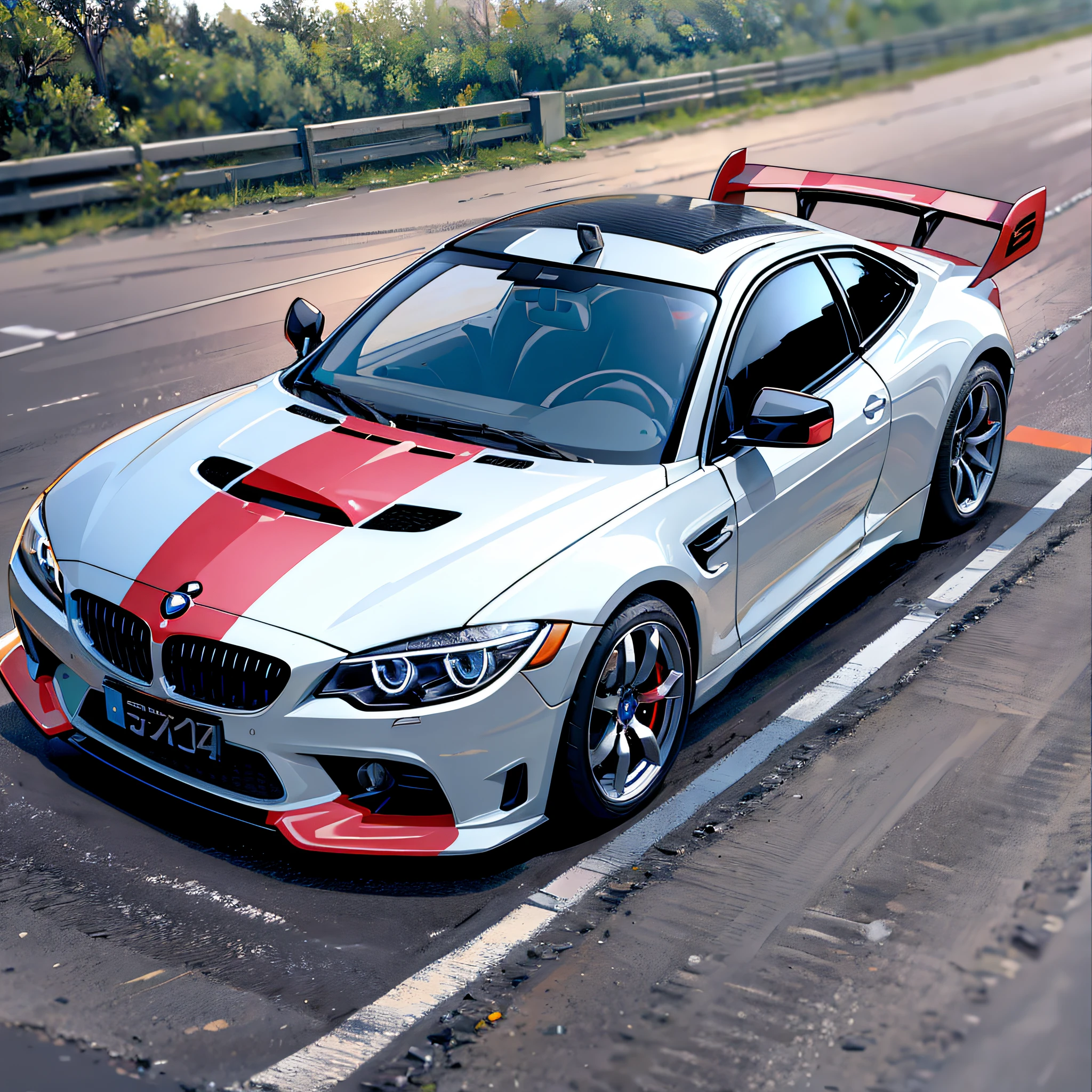 Please I want a car to post, BMW, ultra realistic, with chrome wheels, on a track of Autodromo Interlagos --auto --s2