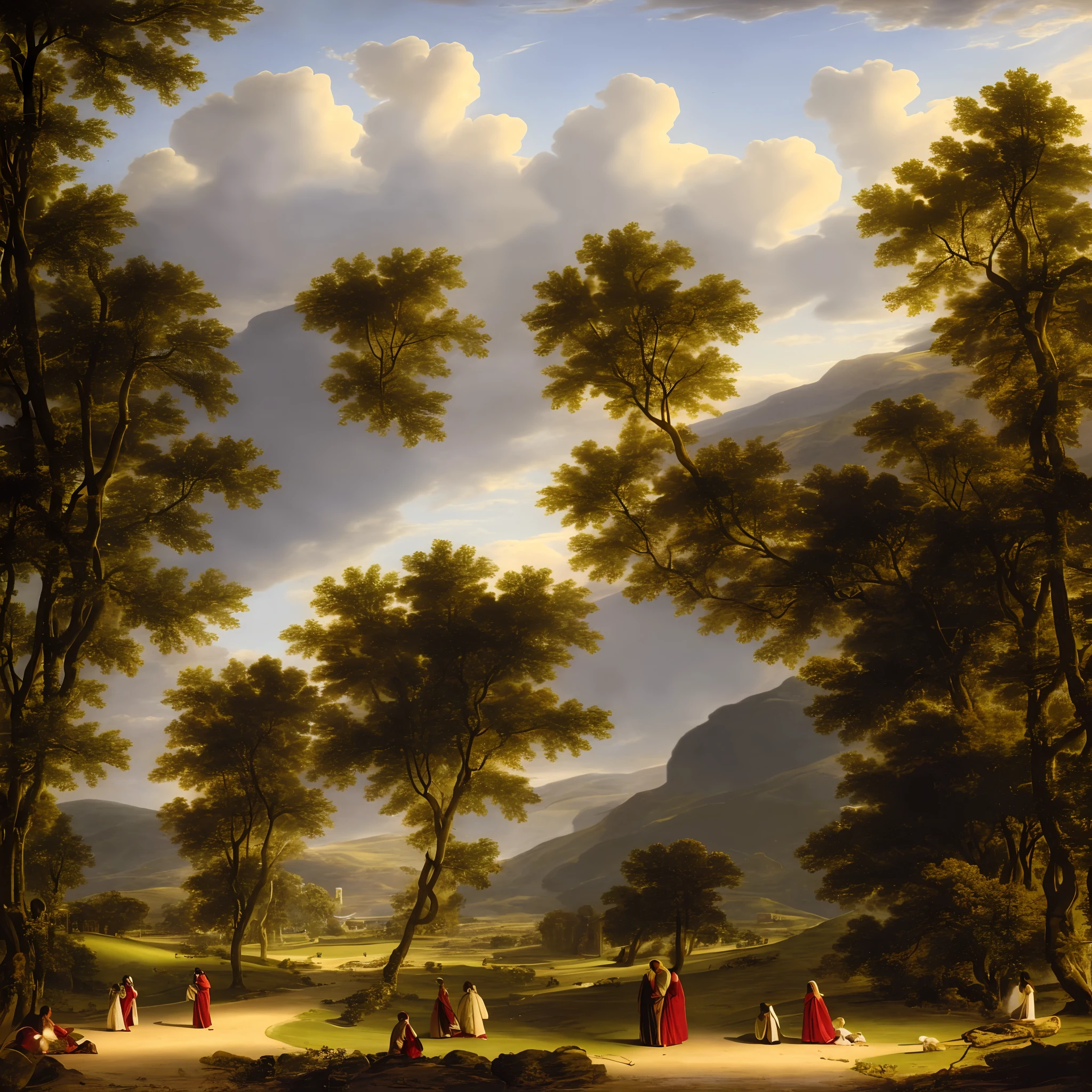 This scene is a portrait of love and unity between family members, where the transmission of values and beliefs is shared in a loving and respectful way. The presence of the father, as an authority figure and spiritual guide, is critical to instructing the child about the importance of faith in their lives. The Bible is a symbol of divine wisdom and guidance, which illuminates and directs the paths of those who follow it. The son, in turn, is represented as a learner, who absorbs each word with attention and interest, in search of understanding the essence of divine love and compassion. The presence of the tree, symbol of strength and stability, shows that faith can be a source of balance and security in difficult times, and that connection with nature can be a form of contemplation and gratitude for the divine creation. The soothing and serene atmosphere of the setting reflects the peace and tranquility that faith can offer, providing a moment of reflection and introspection for the family. This image is an inspiration to all those who seek to strengthen their faith and nurture their family ties through love and spirituality.
