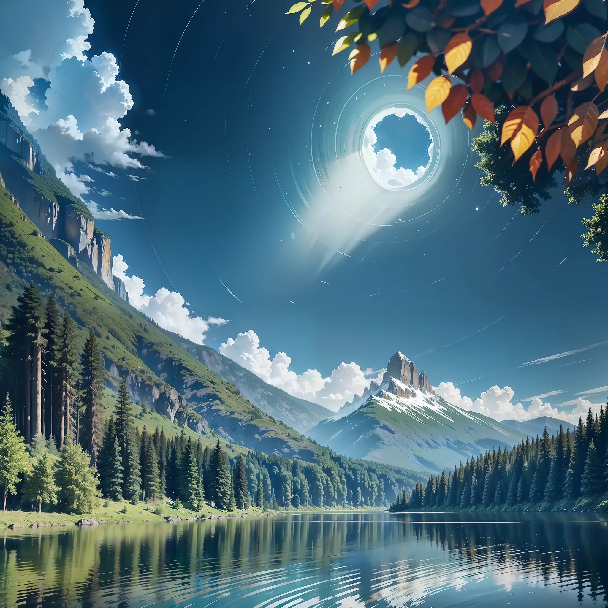 God stretched out the sky like a blue blanket, and the earth emerged before His eyes. Majestic mountains rose, rivers flowed, and lush forests took shape.