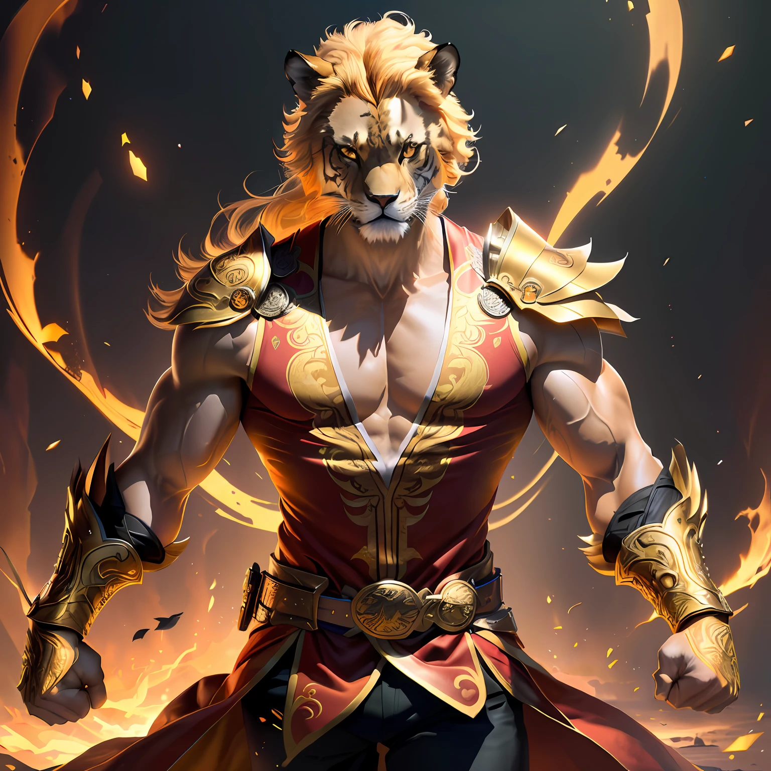Lion, wolf, fight, tiger