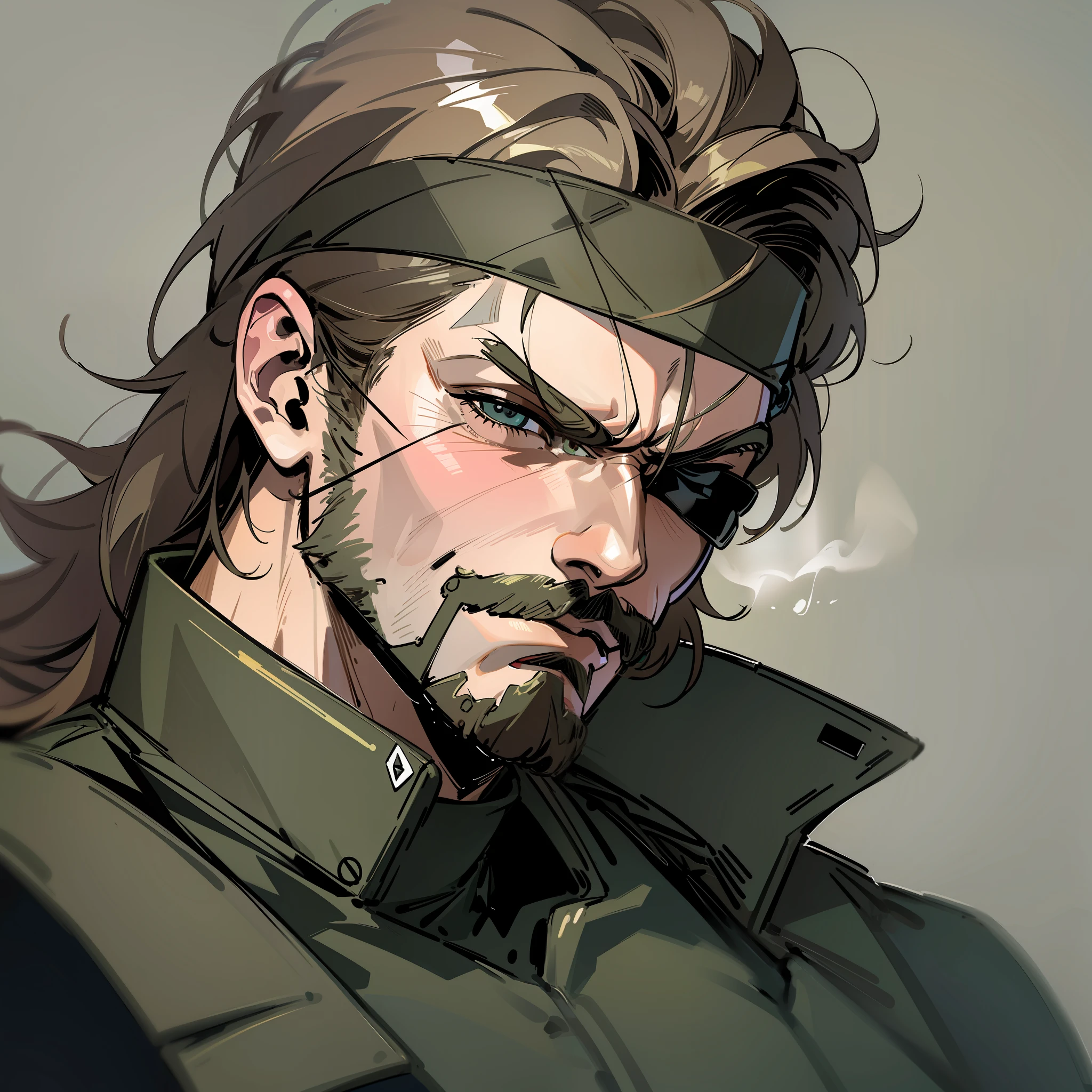 metal gear,metal gear solid,solid snake,metal gear solid solid snake, arte hiperrealismo, escuro, fundo escuro do,suit,business suit,smokie --auto --s2